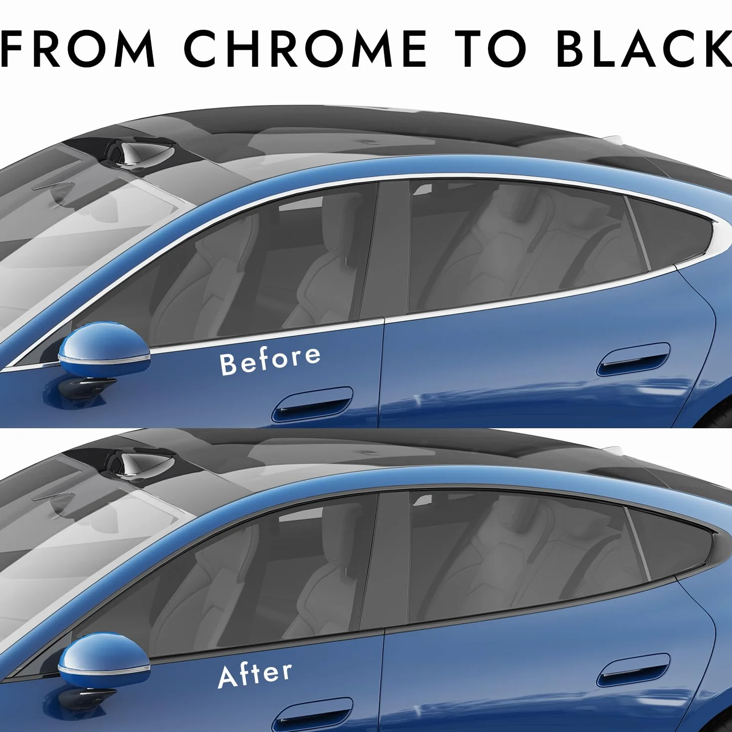 Pellicola Wrapping Auto Nero Lucido Vinile De-chrome Nero Adesivo Rilascio Aria Senza Bolle, Rimuovibile Senza Residui, Adatto per Finitura Cromata (Nero Opaca, 5 cm × 9 m)