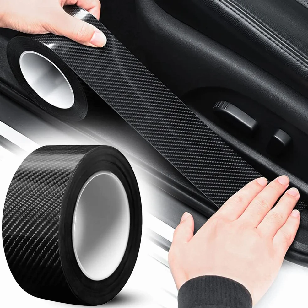 Battitacco Fibra Carbonio, Protezioni Per Davanzali Per Porte Auto In Fibra Di Carbonio Universali Autoadesive Antiscivolo Nastro Impermeabile Per Auto SUV Camion Truck Entry Guards（5cm×5M）