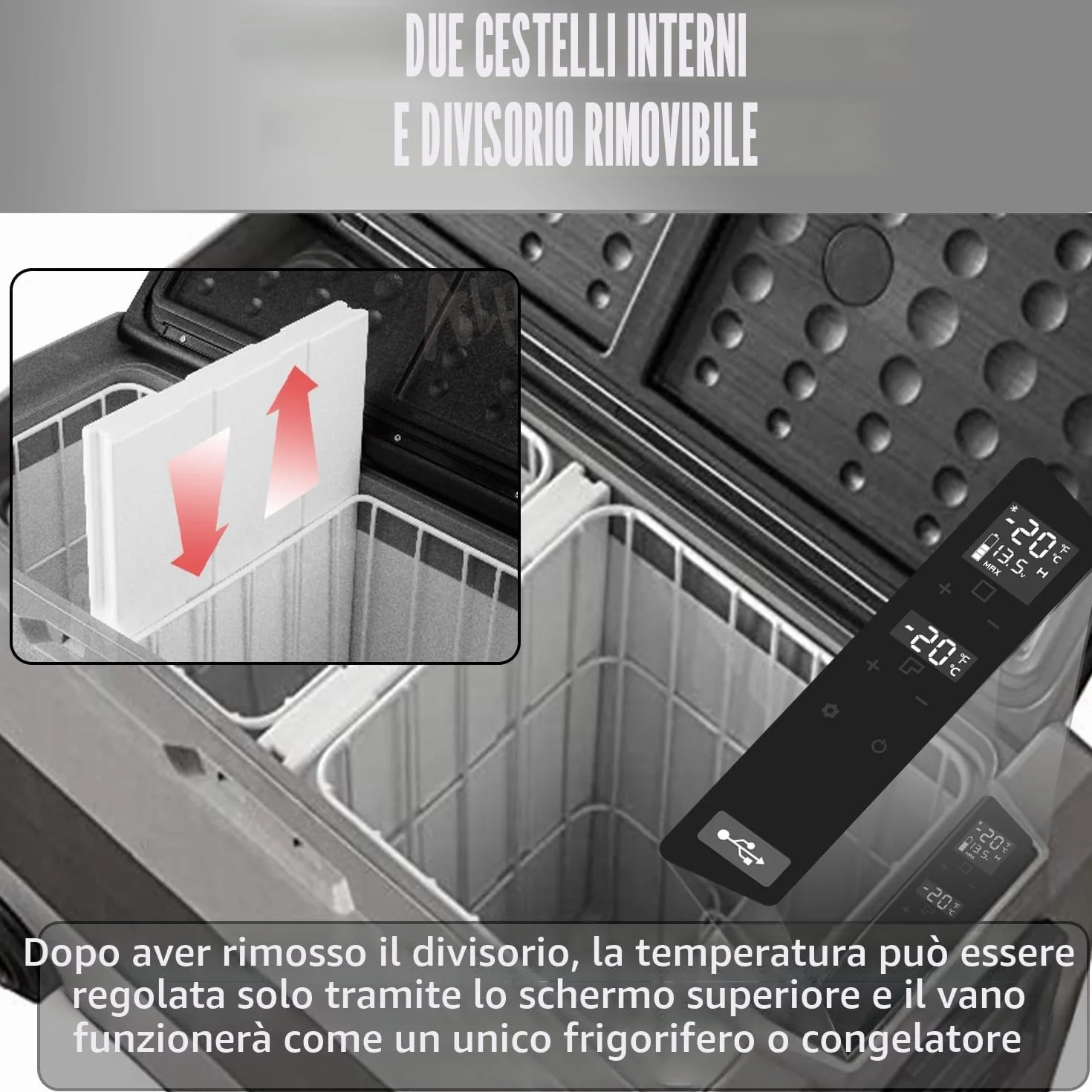 Alpicool T50 50 litri Frigoriferi per Auto Frigo Frigorifero Elettrico Congelatore Portatile per Auto/RV Camion Barca Campeggio 12/24V DC