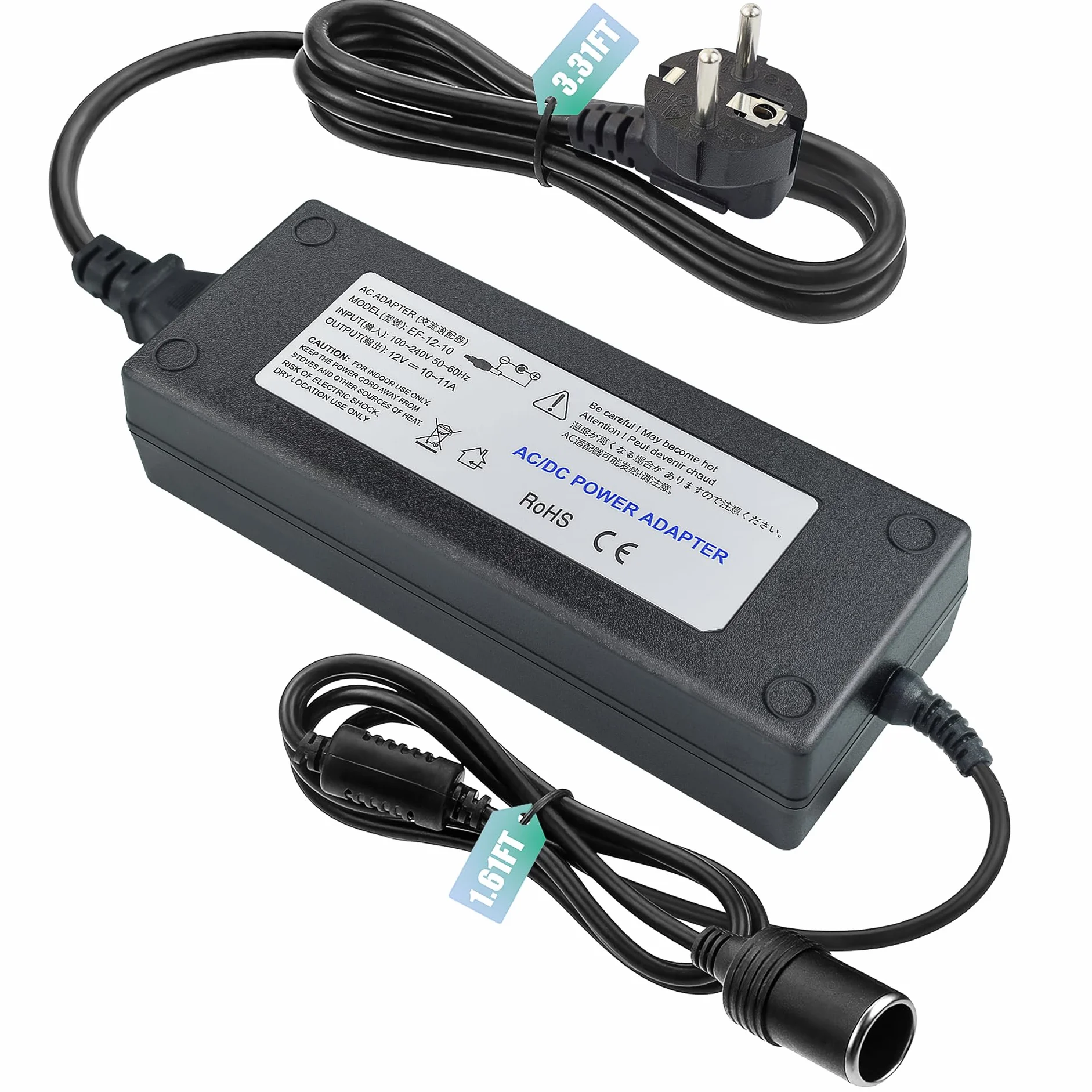 Adattatore 220V a 12V Accendisigari 10A 120W Alimentatore Convertitore per Auto