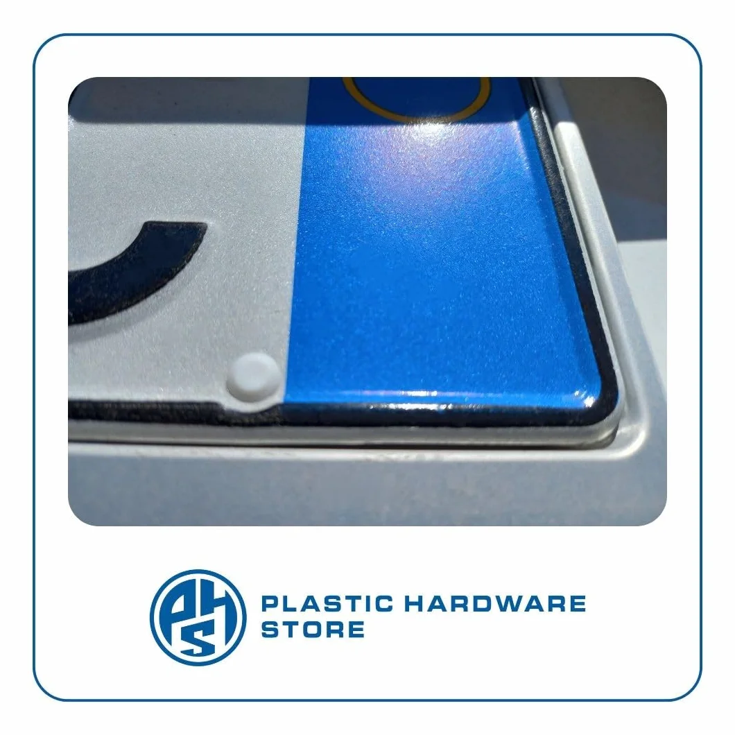 Kit Rivetti Porta Targa in Nylon (Plastica), Facili da Montare, per Fissaggi Targhe, Dimensione Standard, Auto, Moto, Furgone - Blu e Bianco - 100 pezzi - Plastic Hardware Store