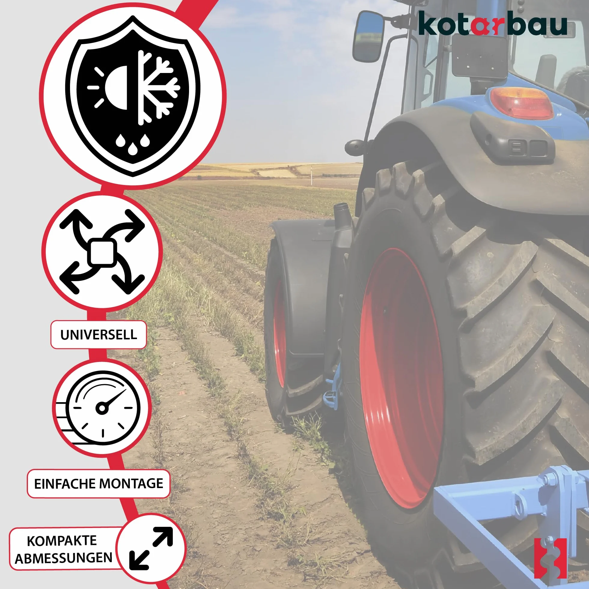 KOTARBAU® Specchietto Trattore Universale Esterno Nero Set da 2 Braccio