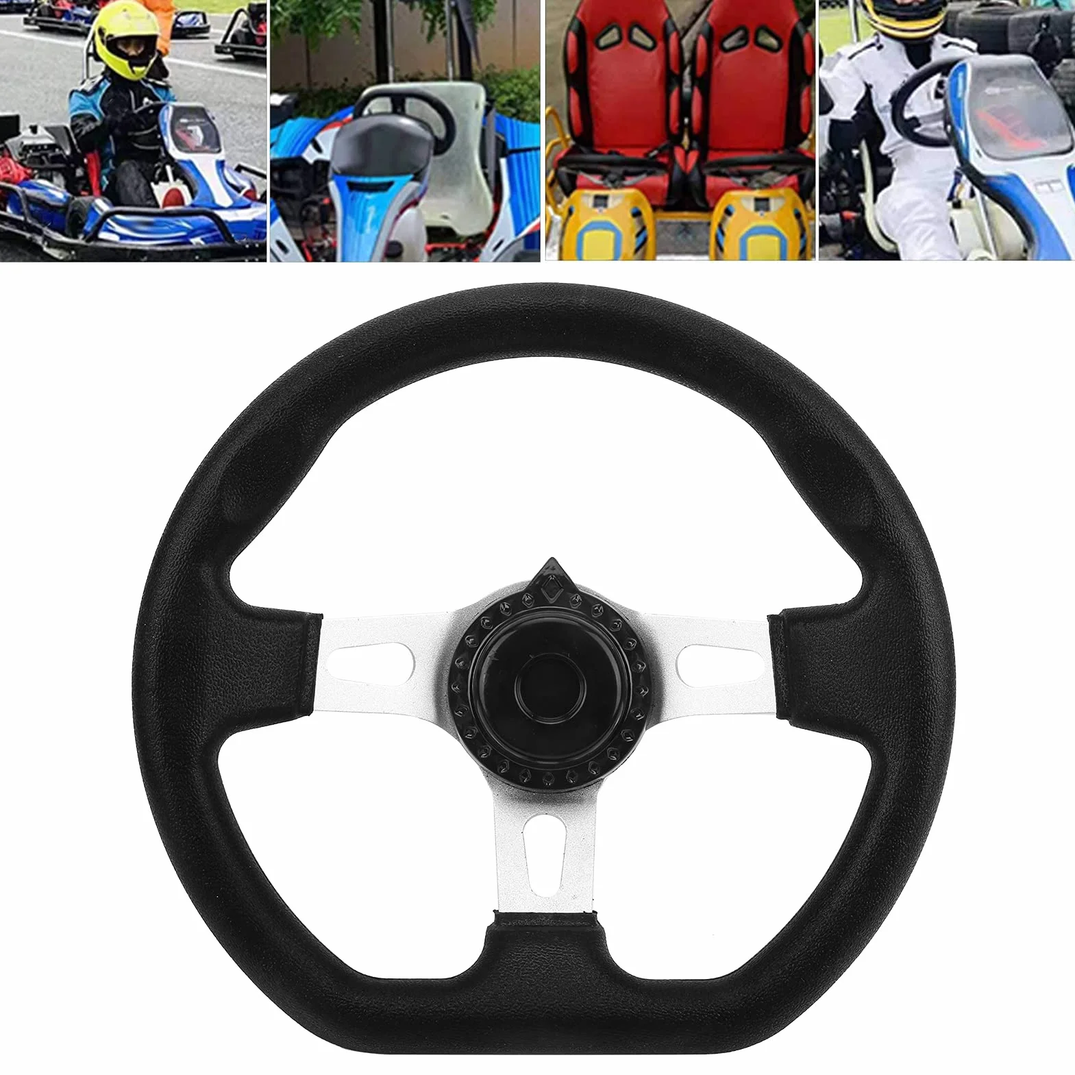 Volante per Kart Volante ATV in Schiuma PU in Metallo 270mm Modifica a 3 Raggi Universale per Motori 150 250 Interni Automobilistici