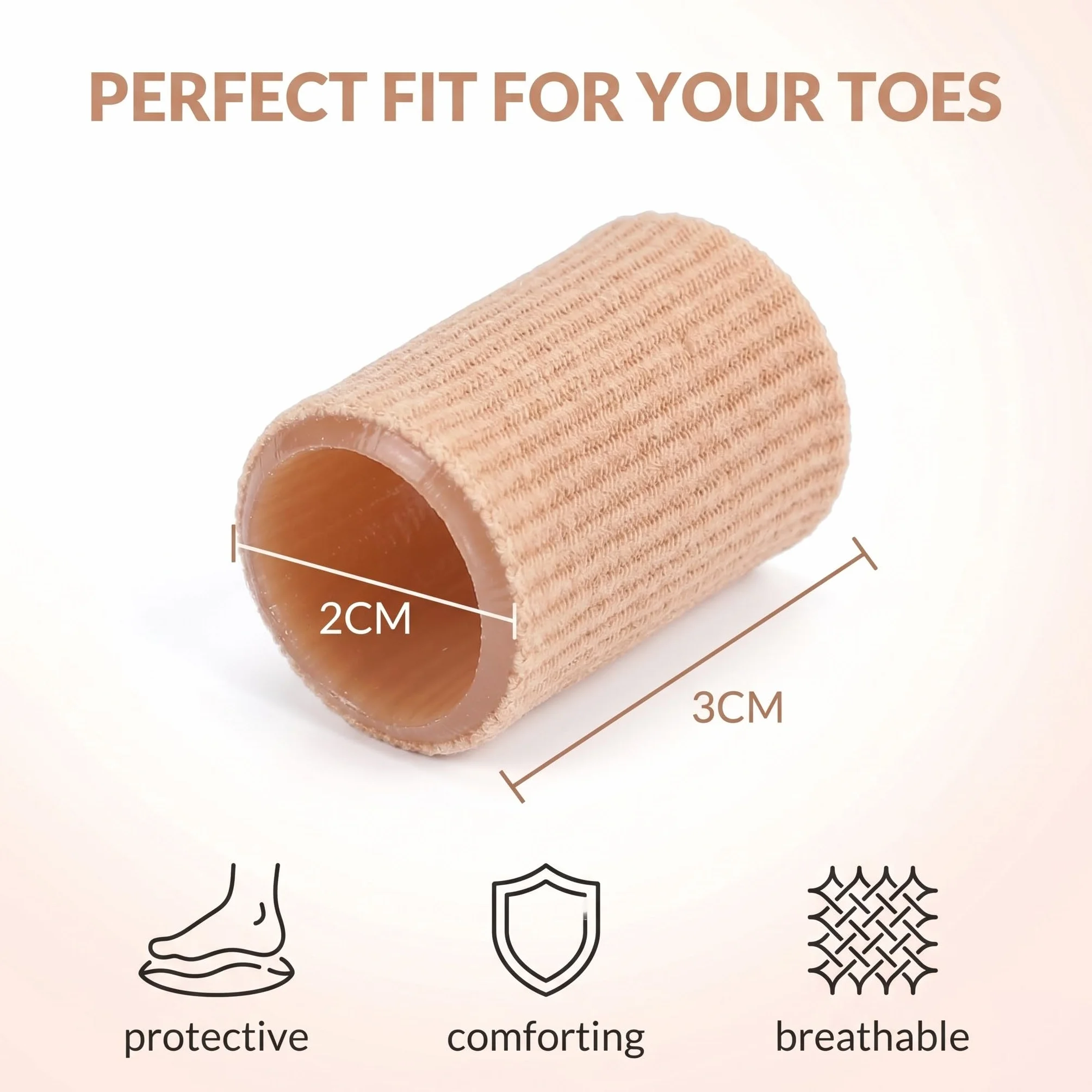 Proteggi Dita Piedi in Fibra e Silicone, Tubolari 3x2cm, Protezione Calli Vesciche, Camminare