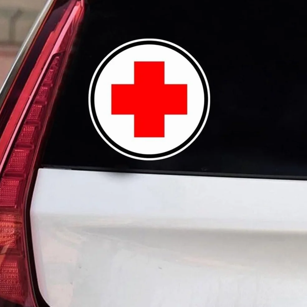 2 adesivi in vinile con croce rossa, 10 x 10 cm, simbolo medico, per auto, finestre, kit di pronto soccorso, decorazione segno di emergenza, # S50404