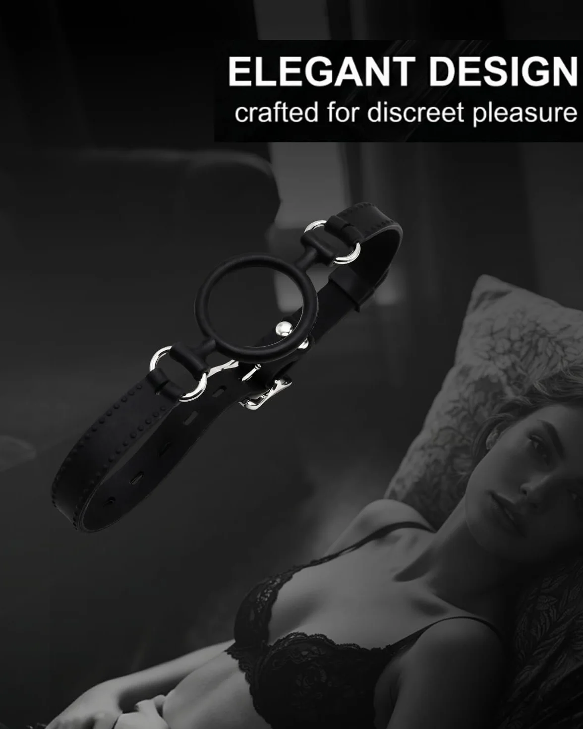 Gag per Bocca O-Ring Nero Regolabile BDSM Bondage Giocattolo Sessuale per Adulti Esperienze Fetish
