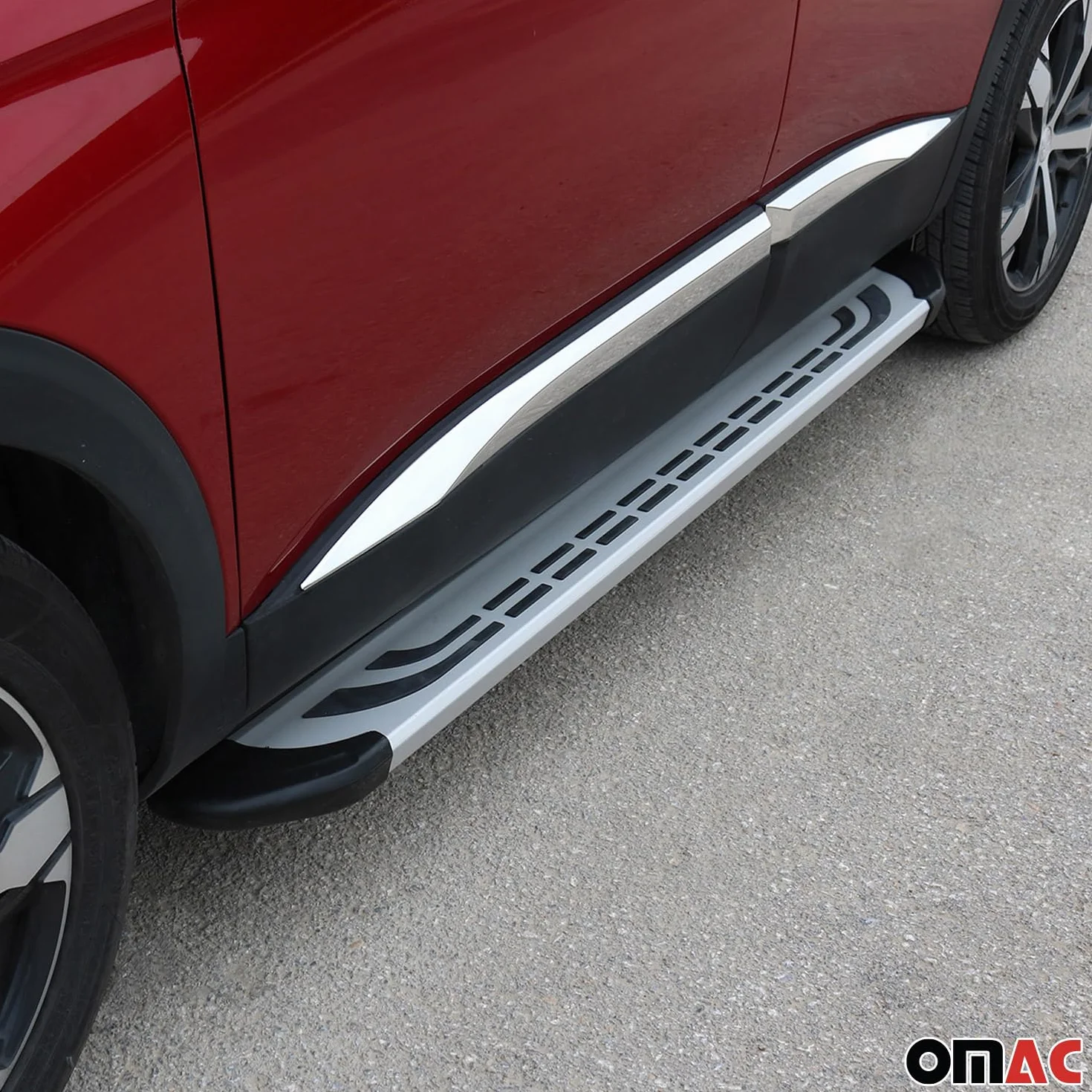 OMAC Pedane Laterali Sottoporta Seitenbretter compatibile con Peugeot 3008 II 2016-2024 Argento Alu 2 Pz