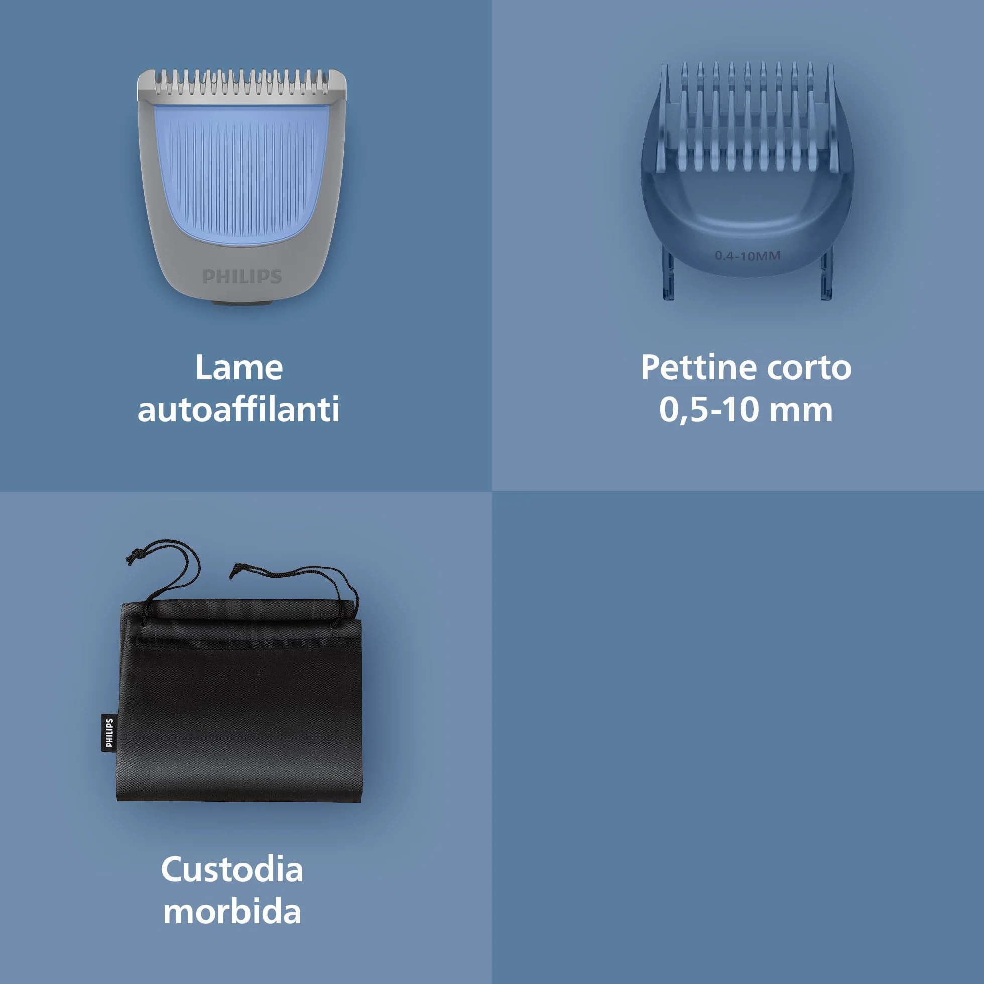 Philips Serie 3000 Regolabarba BT3619/15, lame autoaffilanti, 20 impostazioni lunghezza, impermeabile, ricarica USB
