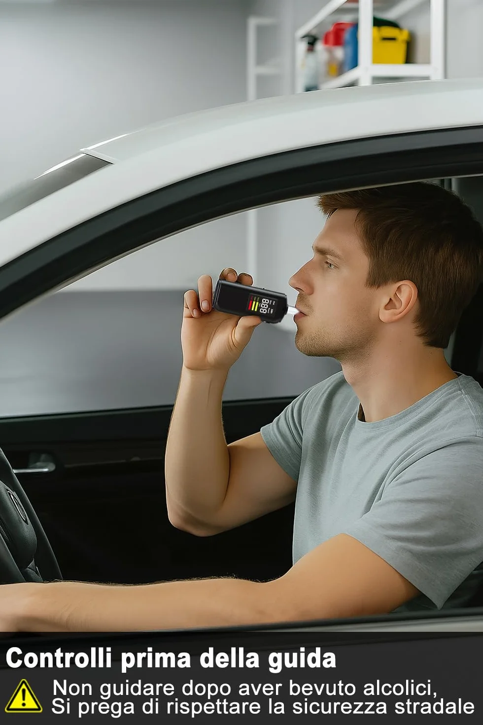 Etilometro Portatile Certificato CE, Alcol Test con Display Schermo LED, Alta precisione, Ricarica Type-C, Due metodi di Prova, con 8 bocchette, per Uso Personale Famiglia e Professionale