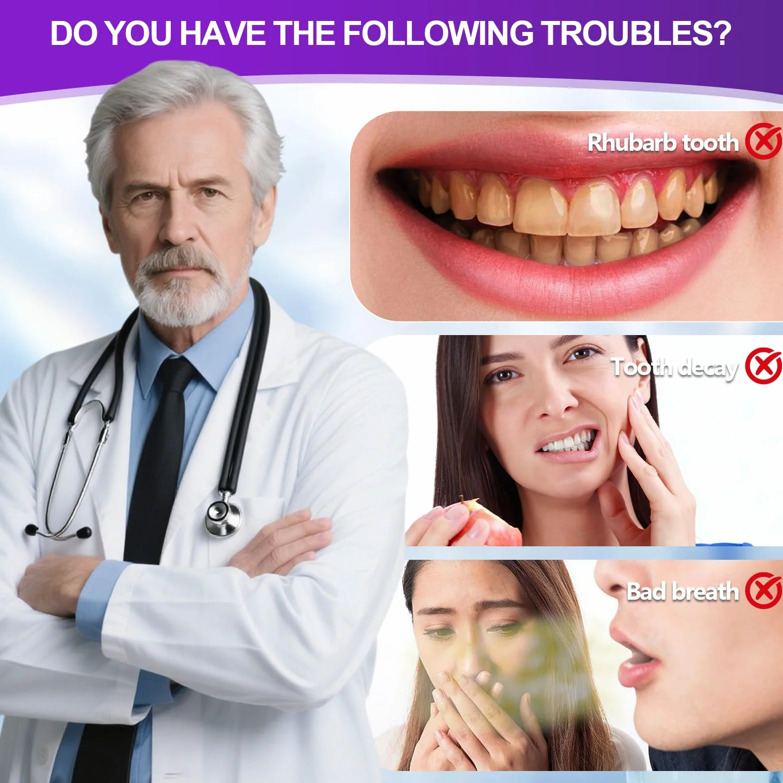 Polvere Sbiancante per Denti 50g, Immediato, Rimozione Macchie Profonde (viola)