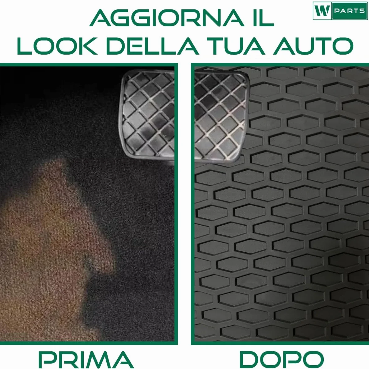SERIE 4 TAPPETI - TAPPETINI IN GOMMA TPE NERI PER FIAT PANDA III DAL 2012 in poi