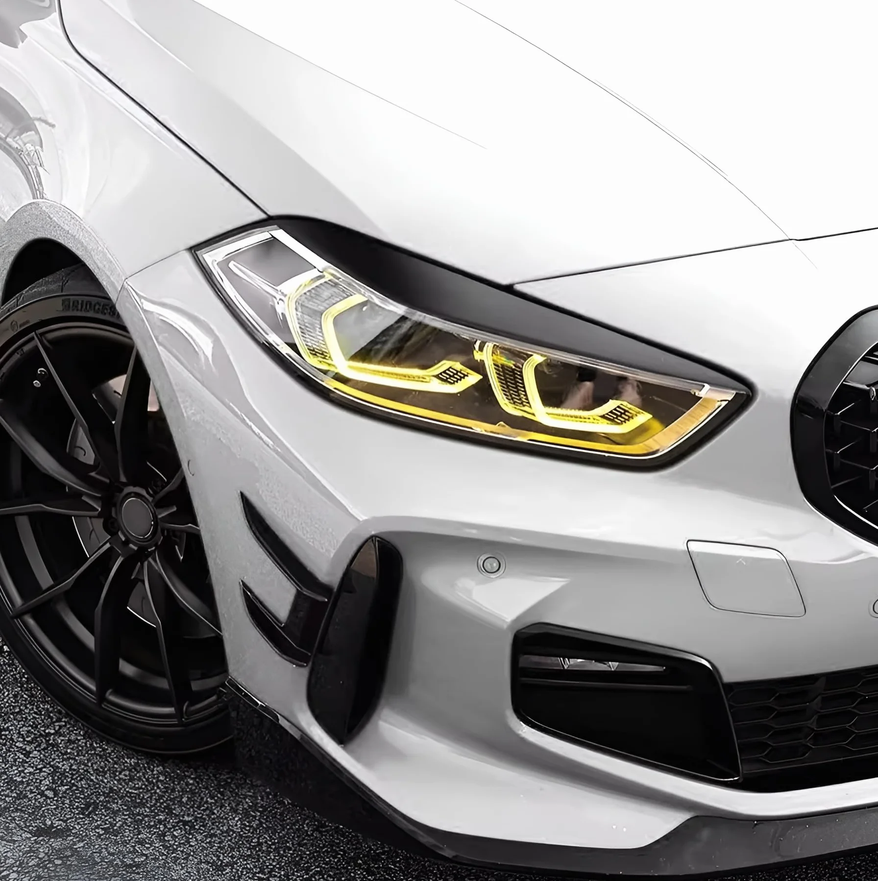 Copertura Fari Sopracciglia Palpebra BMW Serie 1 F40 2019-2024 Nero Lucido