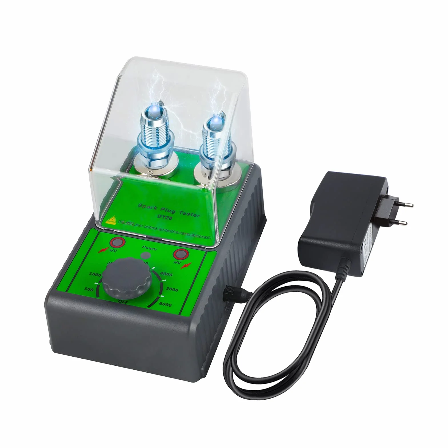 Tester per candele auto 220 V con presa a due fori regolabile e coperchio trasparente