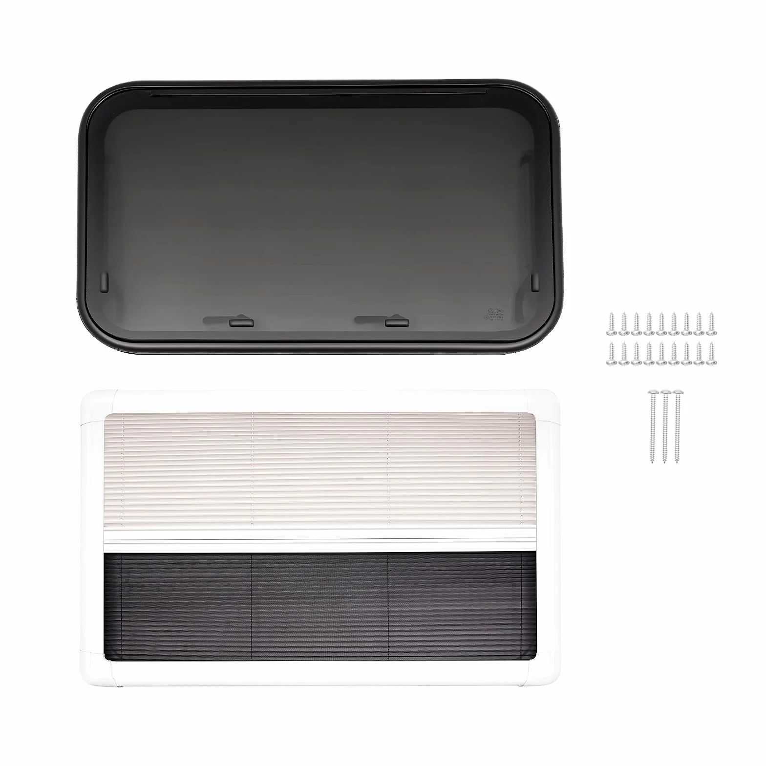 Finestra di visualizzazione 900 x 550 mm per camper con persiana, finestra per camper con rete anti-zanzara, finestra laterale per camper, finestra esterna a spinta per camper