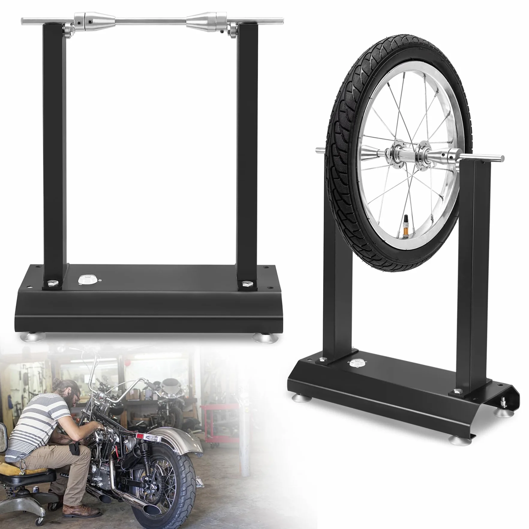 Froadp Macchina per il bilanciamento di pneumatici per moto, dispositivo di bilanciamento per pneumatici di moto, bilanciatore per motociclette con livella a bolla integrata e cono di centraggio