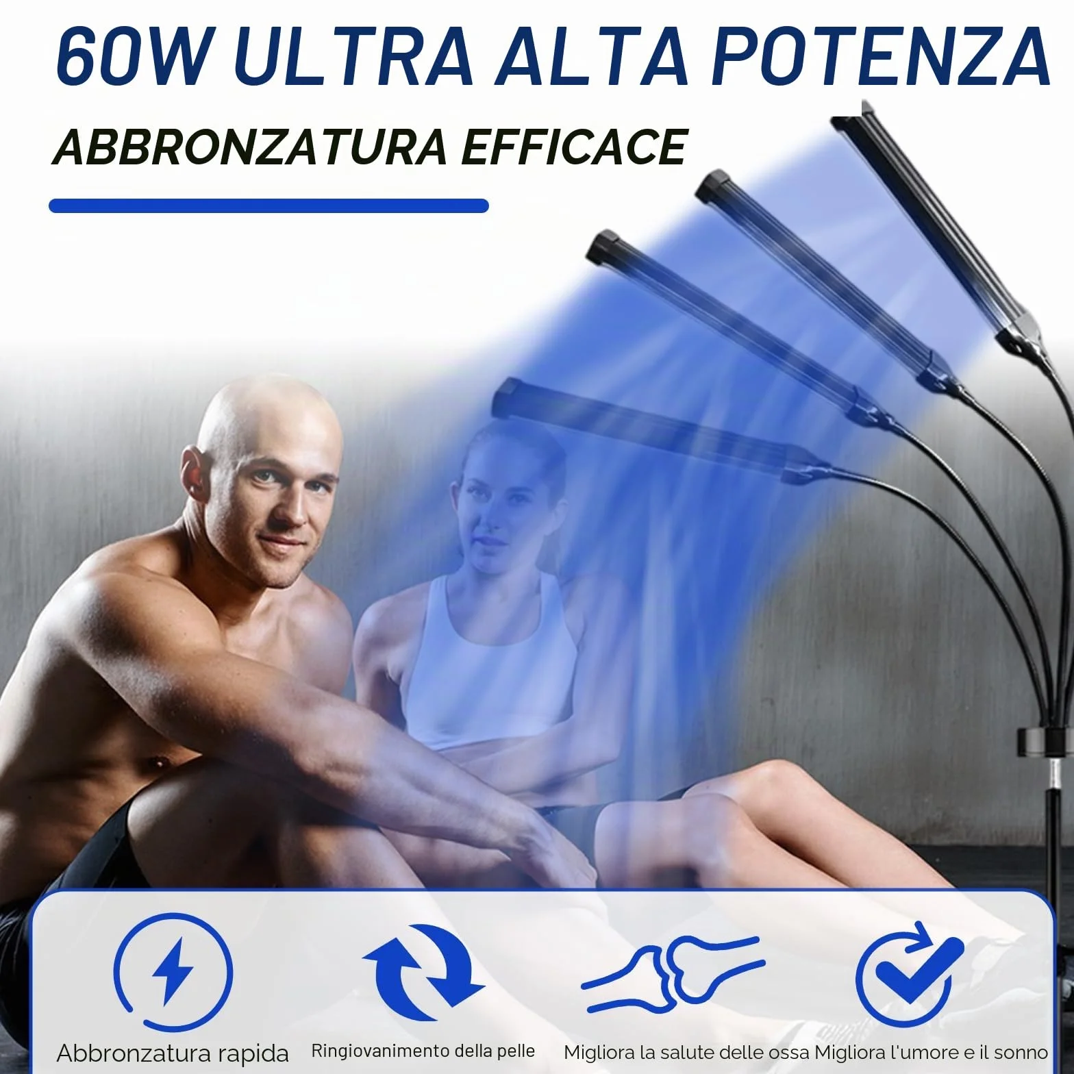 Solarium per la casa 460NM 490NM lampada abbronzante 60 W luce blu 432 LED doppio supporto
