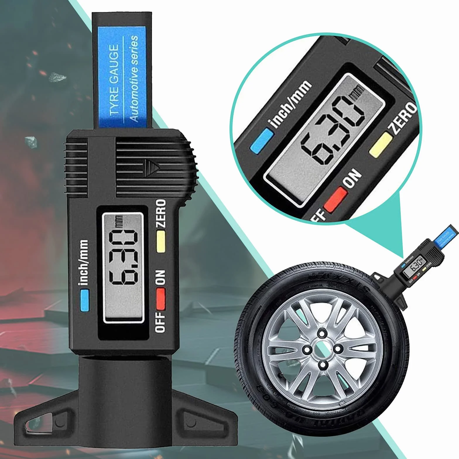 RUIZHI Digitale Misuratore di Profondità Battistrada 0-25,4mm LCD Display Pneumatico per Auto, Moto