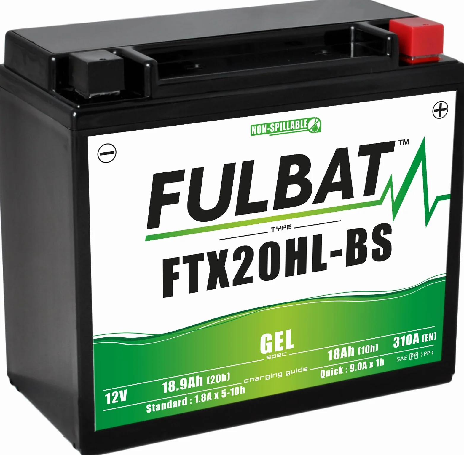 FULBAT FTX20HL-BS YTX20HL-BS Gel bateria moto 12V 18,9Ah 310A