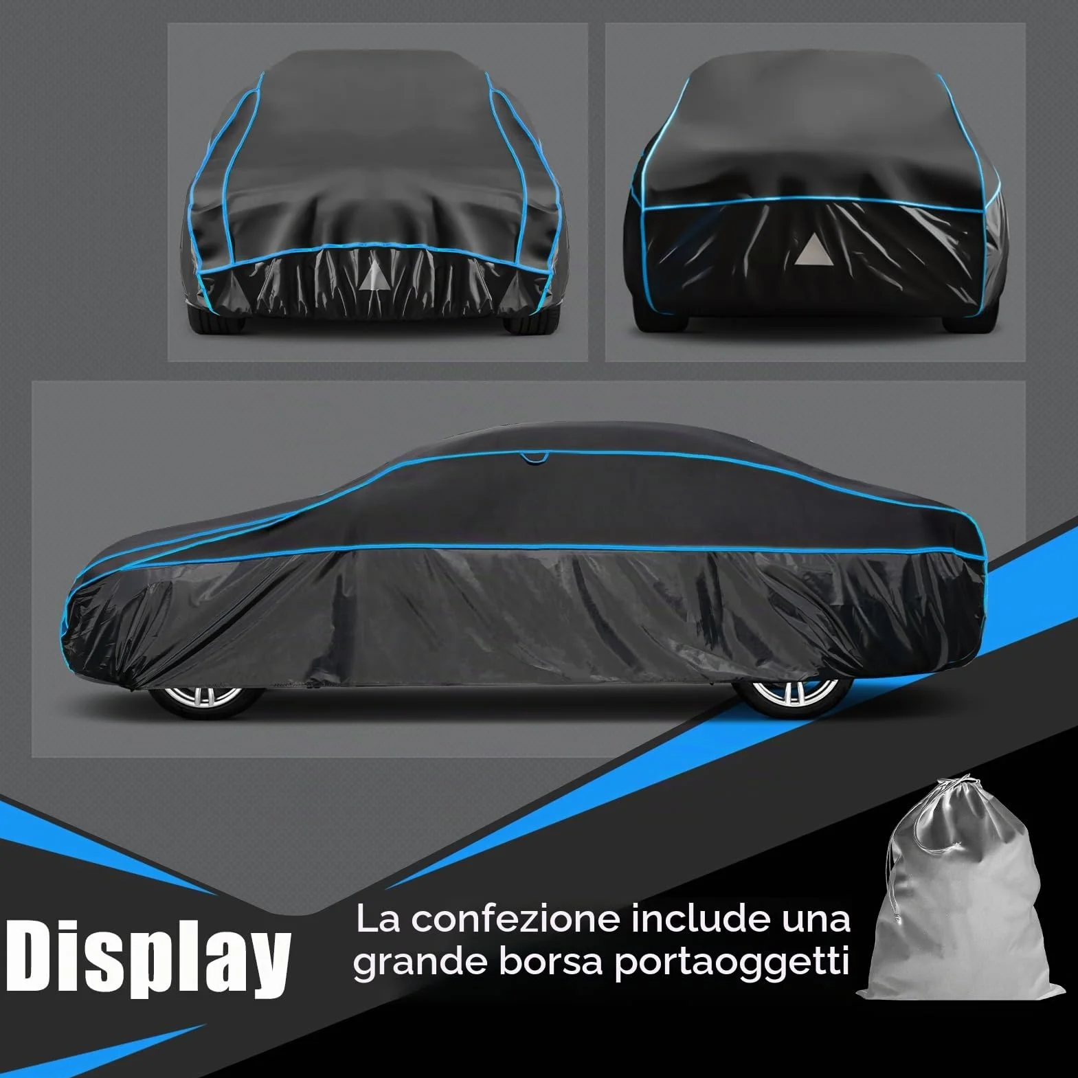 Telo Copriauto Antigrandine, Holthly Copertura Impermeabile Anti UV Vento Antipolvere, Copri Protezione Grandine Adatto per Coupé/Berlina Fino 420 a 450 cm 3M