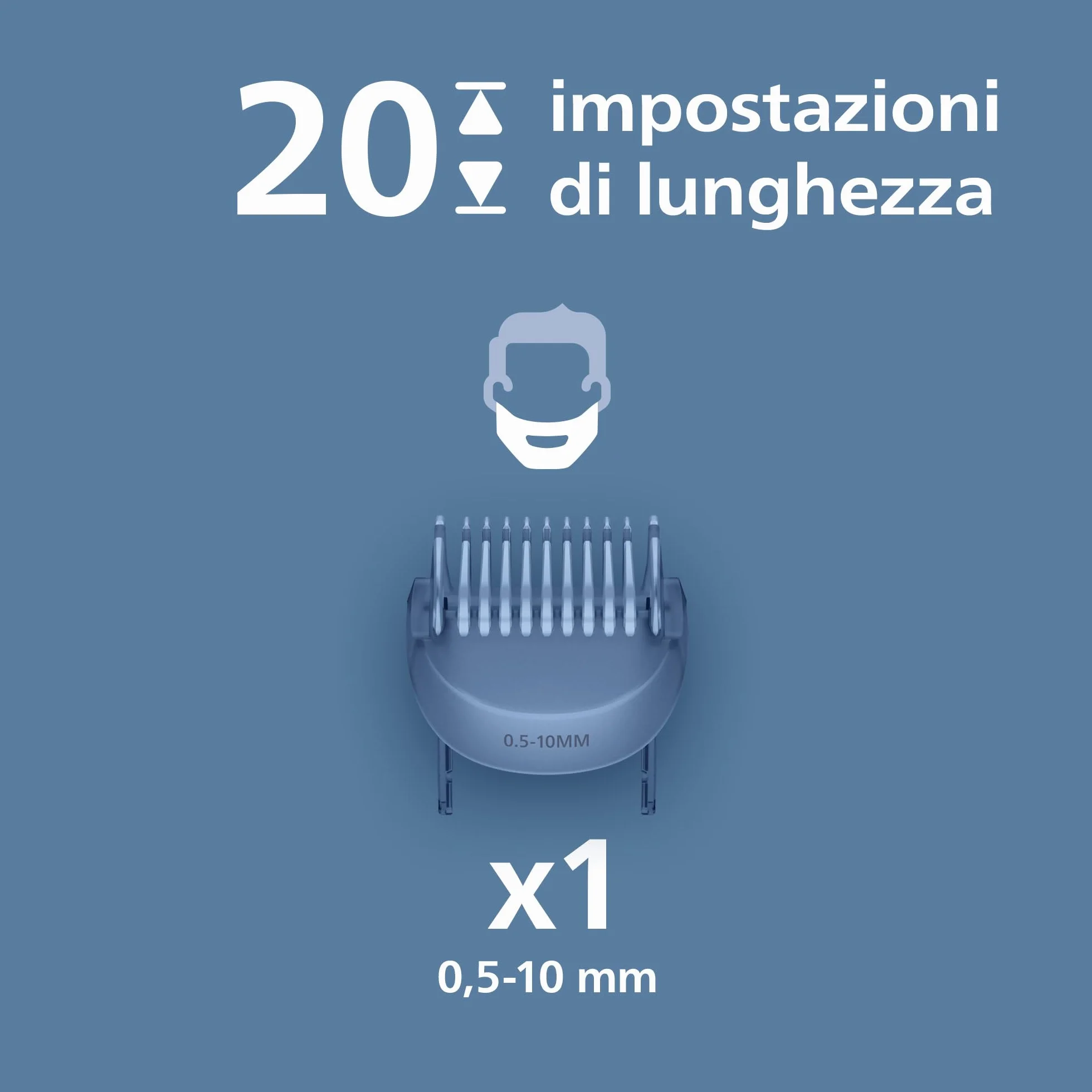 Philips Serie 3000 Regolabarba BT3619/15, lame autoaffilanti, 20 impostazioni lunghezza, impermeabile, ricarica USB