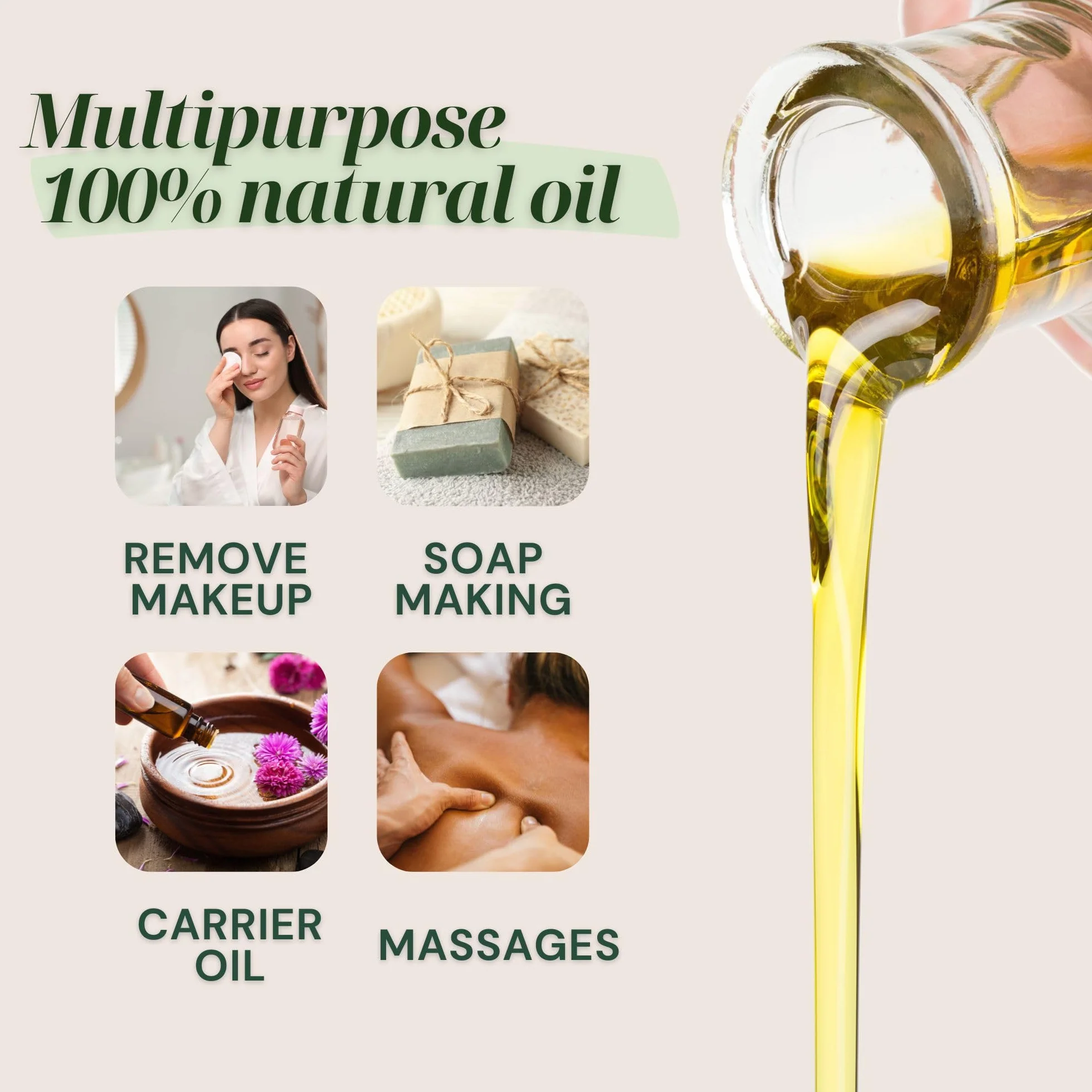 Olio di Soia BIO 5000 ml - Olio Idratante Corpo, Massaggio Professionale, Anti-Cellulite, Rassodante