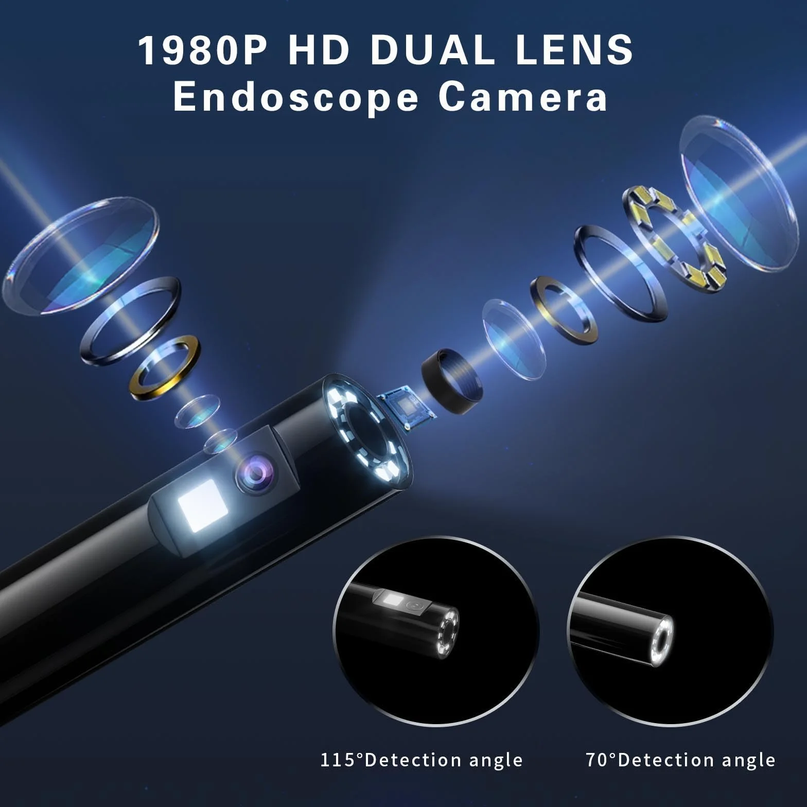 Telecamera Endoscopica Doppia Lente 1920P HD IP67 Sonda Impermeabile 5M Compatibile iOS Android