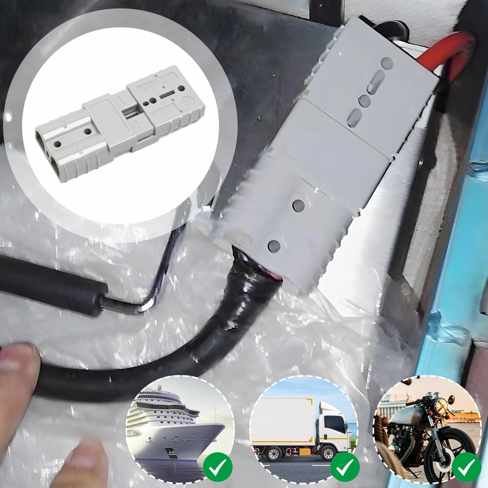 50A 600V Connettore di Batteria, 4 Pz Connettore per Batteria Connessione Rapida, Alimentazione modulare 50A, presa per batteria da 50 ampere, per Auto, Rimorchio, Winch Trailer Verricello, Nave