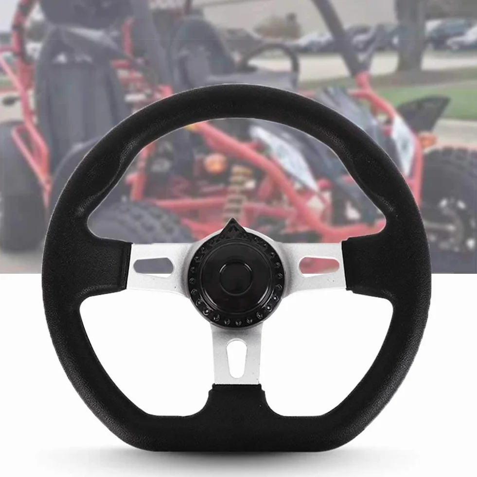 Volante per go-kart con cappuccio per Kandi, 270 mm, interno veicolo, 3 razze per volante Go Kart, in schiuma PU con fori