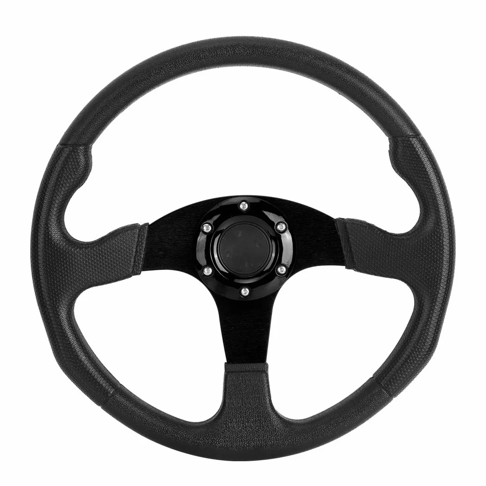 350mm 14in Auto Wheel Deep Dish 6 Bulloni Volante Sportivo Sterzo Sportivo Nero Piatto Accessorio Universale Modificato
