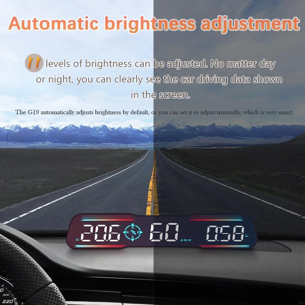 Auto Head Up Display HUD, tachimetro di nuova concezione, visualizzazione velocità, tempo, ecc. MPH e km/h, con allarme di velocità e fatica, adatto per tutti i modelli