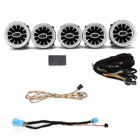 Naroote Kit di Ventilazione per Turbina LED 64 Colori C Classe GLC W205 2019-2021 ABS+PC 5 Pezzi