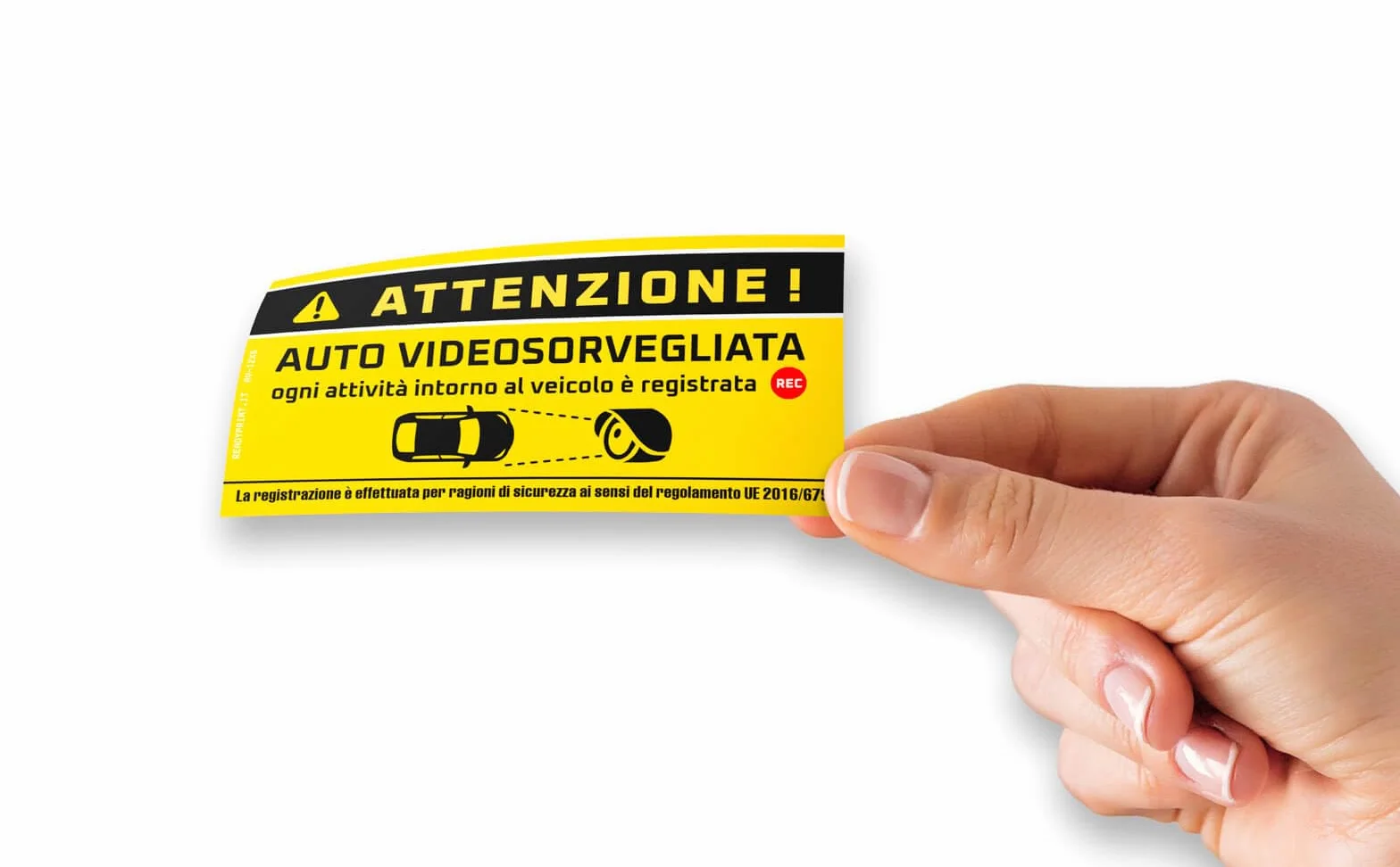 Adesivi per auto Videosorvegliata, avviso videosorveglianza veicoli, italiano, 12×6 cm, 4 pz.