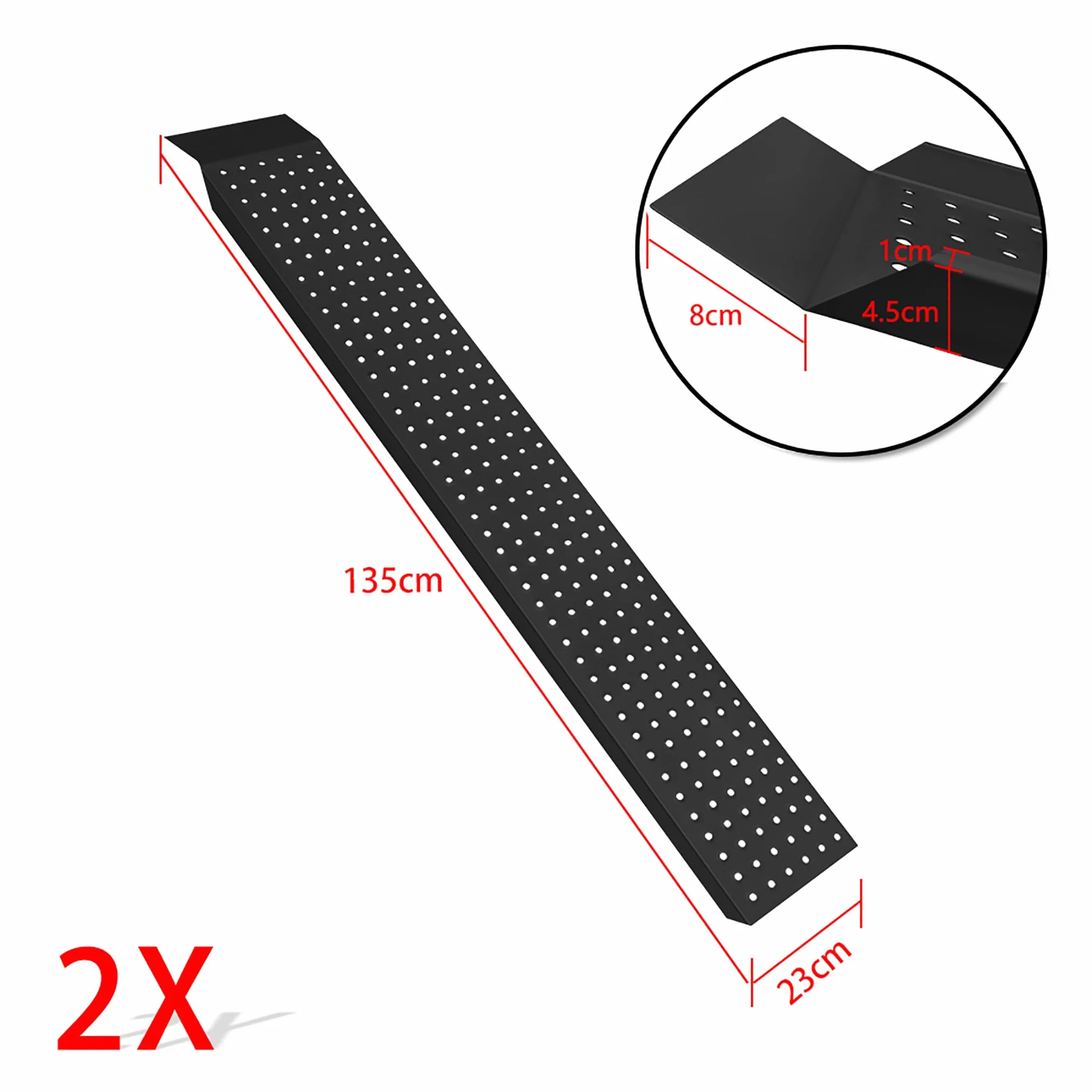 NAIZY 2X Rampa di Carico in Acciaio, 135 cm | Max 400 kg | Zincata | Antiscivolo per Auto Moto Quad PKW, Nero