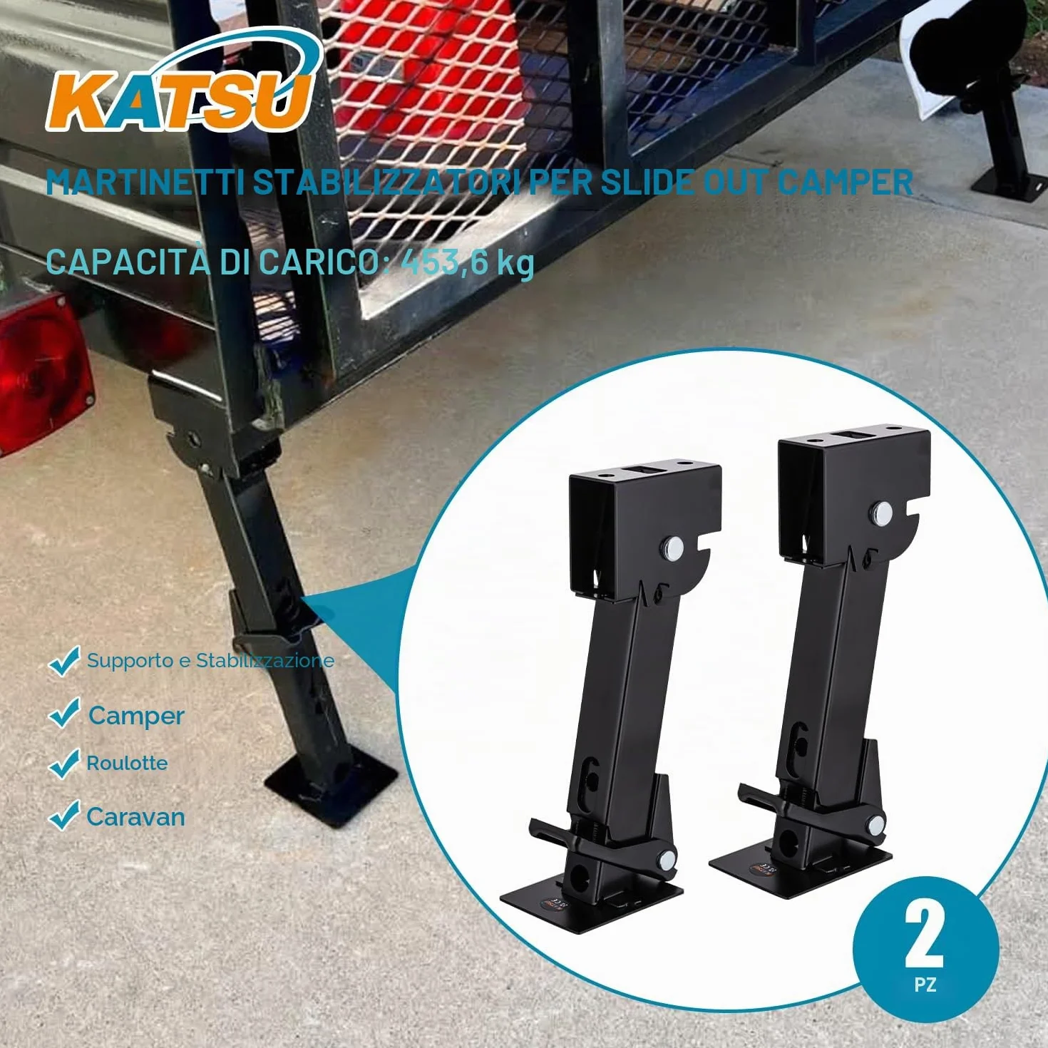 KATSU Martinetti Stabilizzatori per Camper Telescopici Pieghevoli 11-1/2" a 18", 1000 lbs