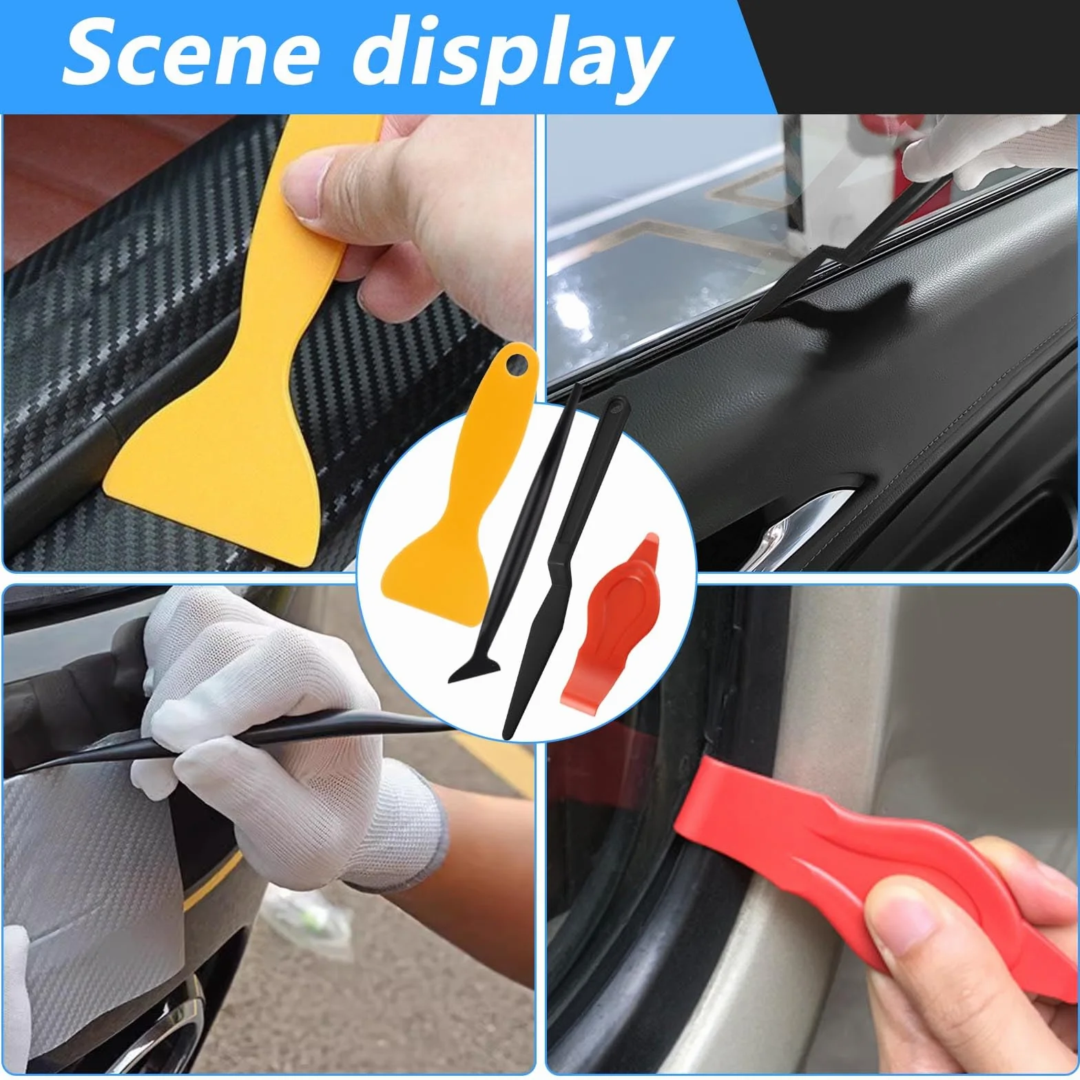 40pcs Kit di Attrezzi di Installazione di Pellicole per Vetri per Auto con spatola in Feltro Coltelli Multiuso Kit di Avvolgimento in Vinile per Installazione Pellicola per Vetri Auto Cellulare DIY