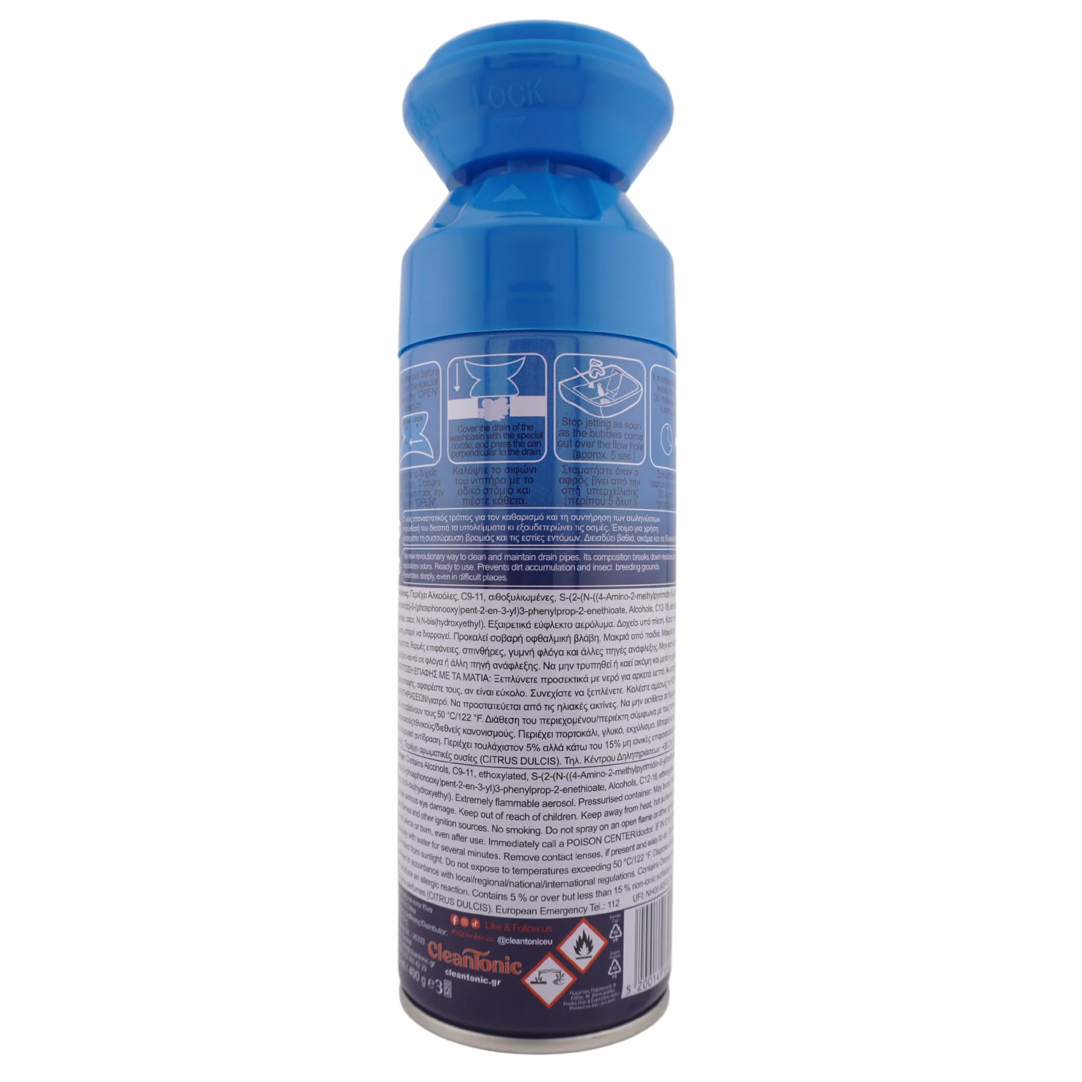 CleanTonic® Schiuma Pulente per Scarichi 450ml – Rimuove Odori, Grassi e Sporco