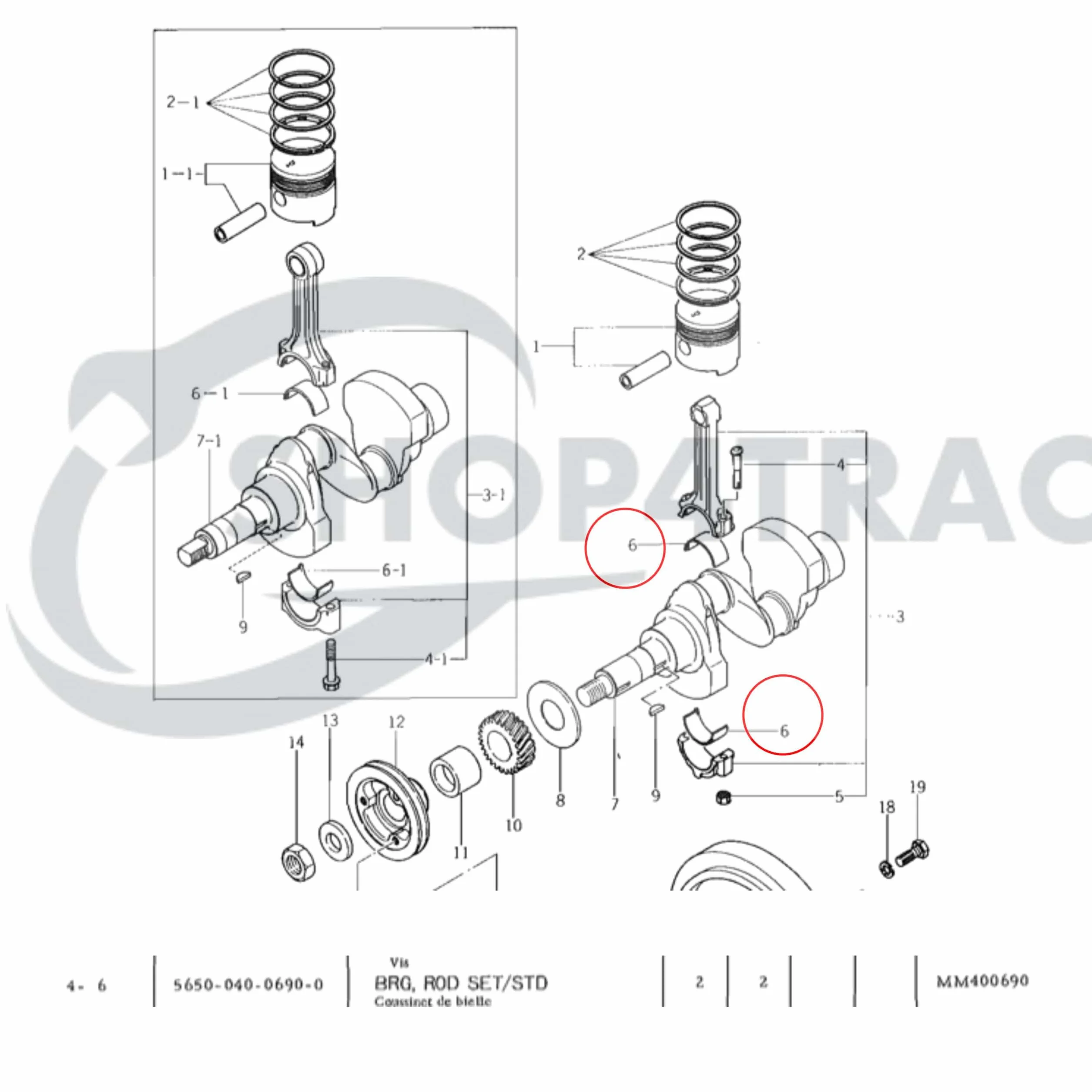 Cuscinetto di biella KE70 Iseki TX1300
