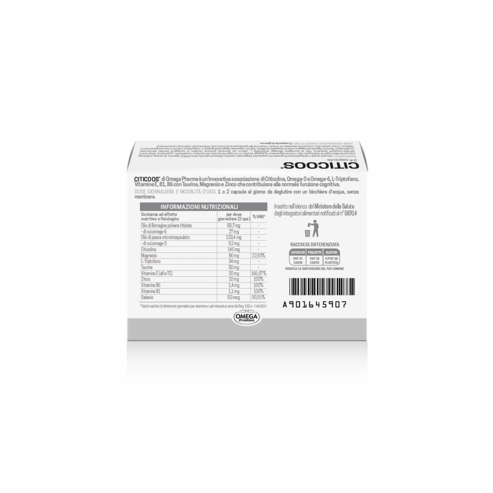 Omega Pharma Citicoos Integratore Alimentare Stress Psichico 24 Capsule