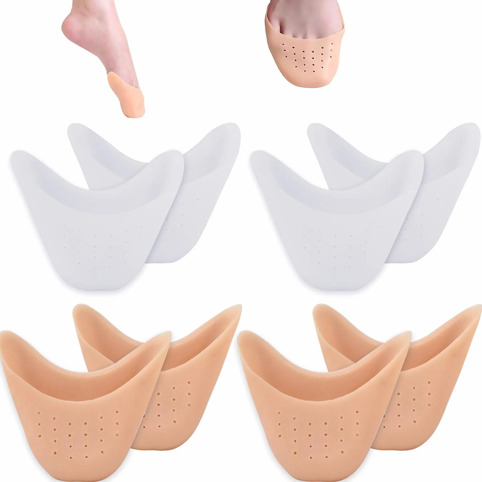Proteggi Dita Piedi in Silicone Gel 4 Paia Traspiranti con Fori Copridita per Scarpe