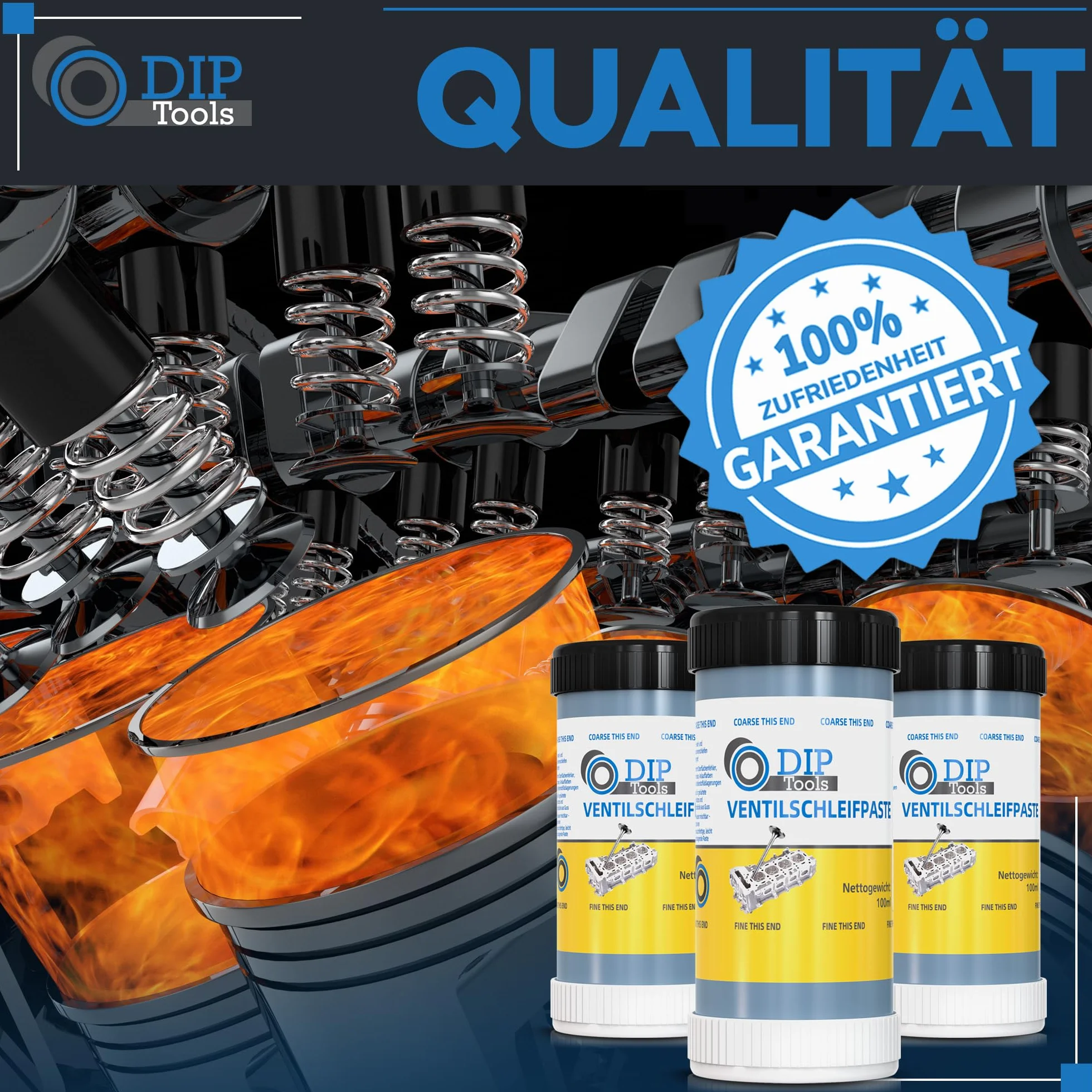 DIP-Tools pasta abrasivo per valvole, 100 ml, set monoabrasivo per auto, moto, motore, officina