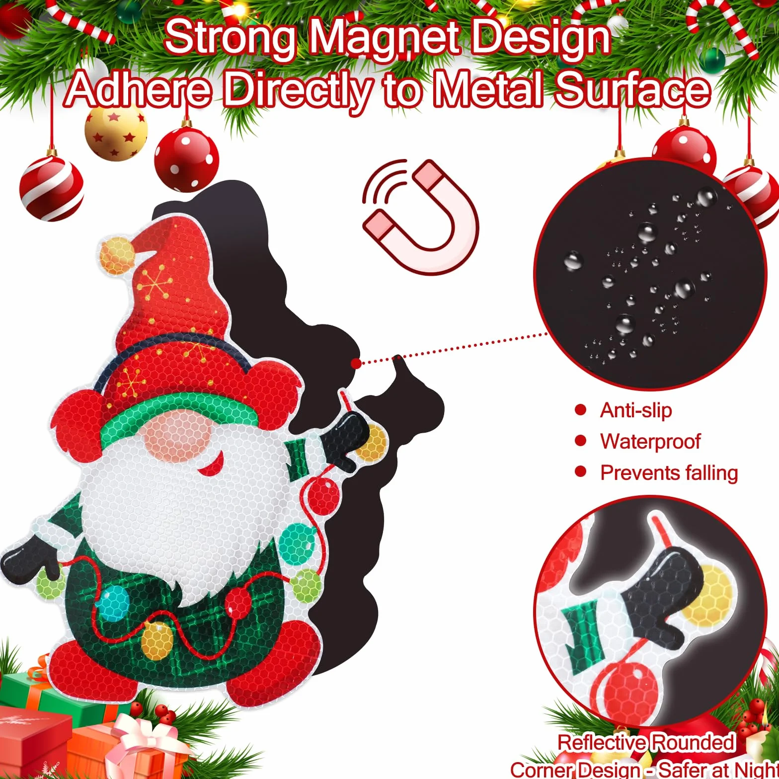Magneti Adesivi Decorazioni di Natale per Auto 23Pcs Riflettenti Adesivo Lampada