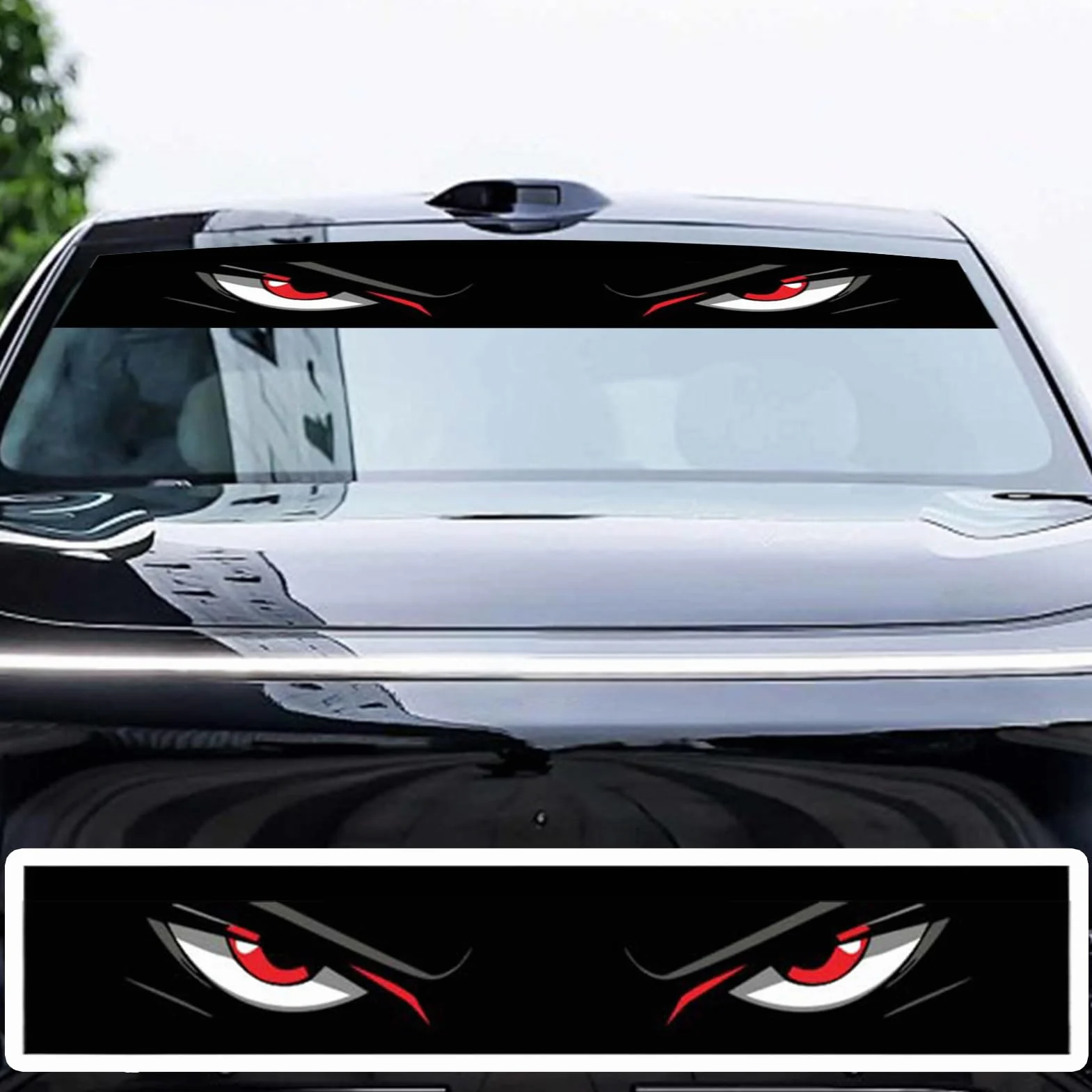 Adesivo per parabrezza anteriore a lunga durata, adesivo in vinile resistente alle intemperie, per auto, donne, uomini, camion, veicoli su strada, decorazione auto, nero, bianco
