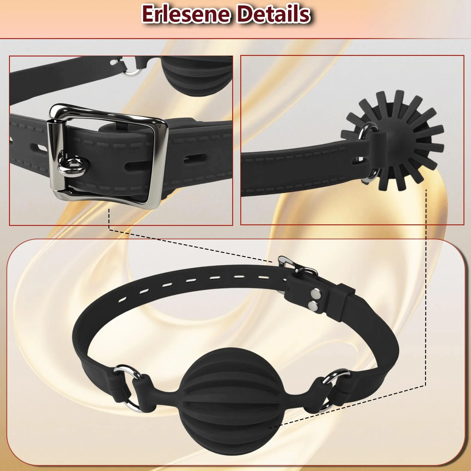 Ball Gag Silicone BDSM Bocca Gag Breathable Black 4.5cm Gioco di Ruolo Sessuali per Coppia