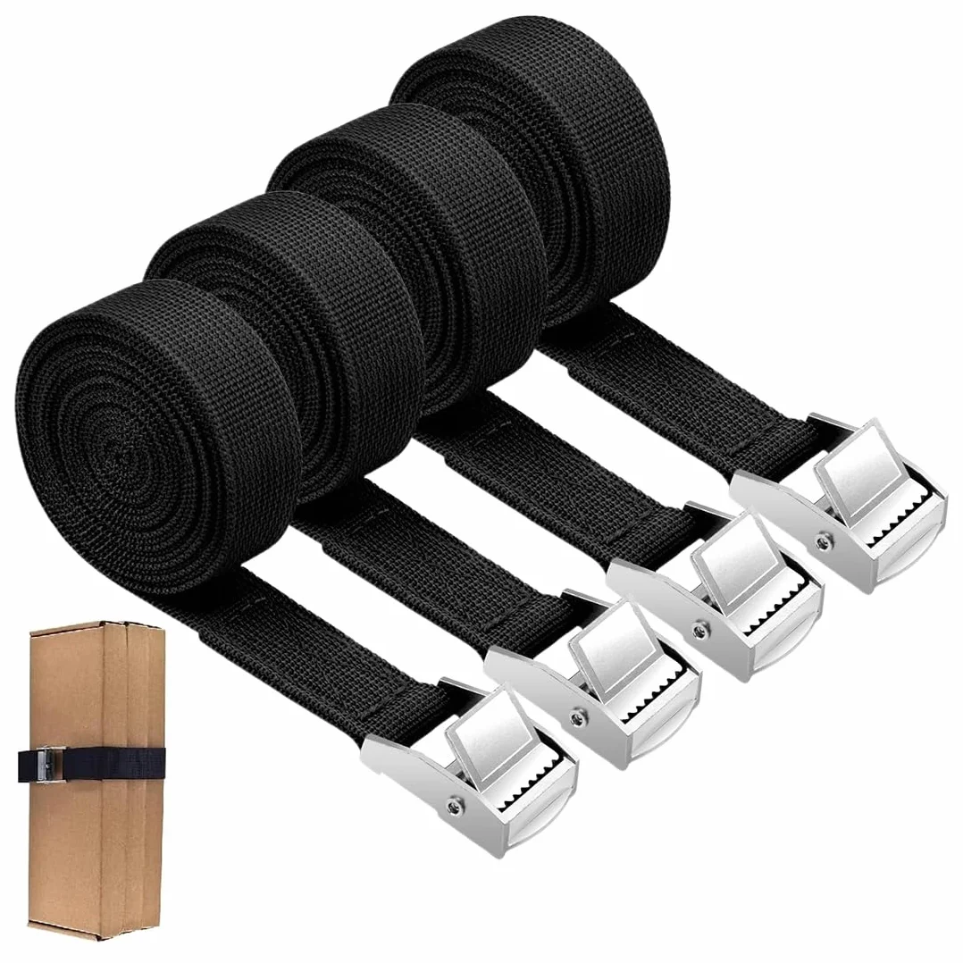 Cinghie di Tensione 2 M x 2 cm con Fibbia per Moto Bicicletta Camion 4 Pezzi