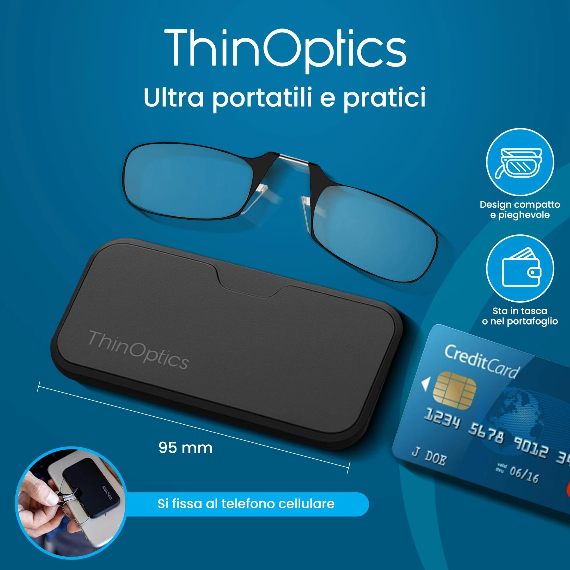 ThinOptics Gafas De Lectura Estuche Compacto Universal - Unisexo Hombres Mujeres - Gafas De Lectura Compactas Y Livianas Con Tecnología Flex-fit