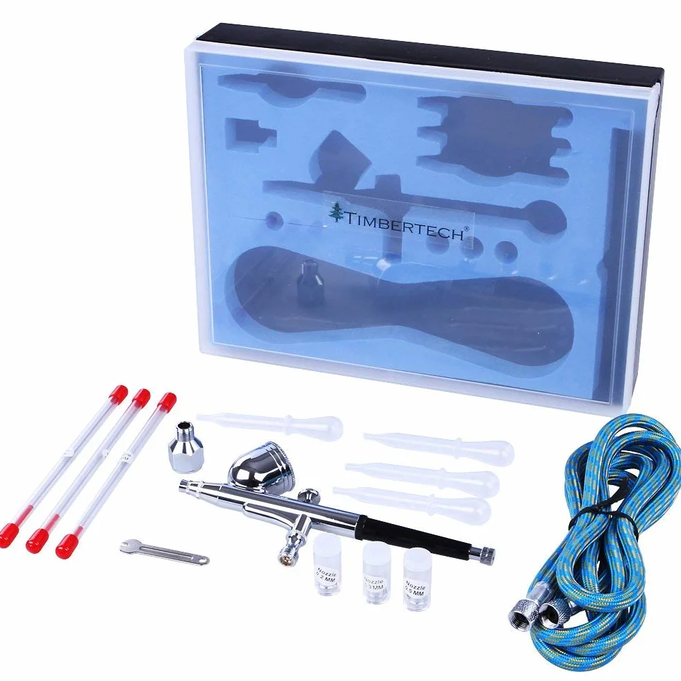 TIMBERTECH ABPST01 Set Aerografo Aerografia con adattatore tubo ugelli aghi