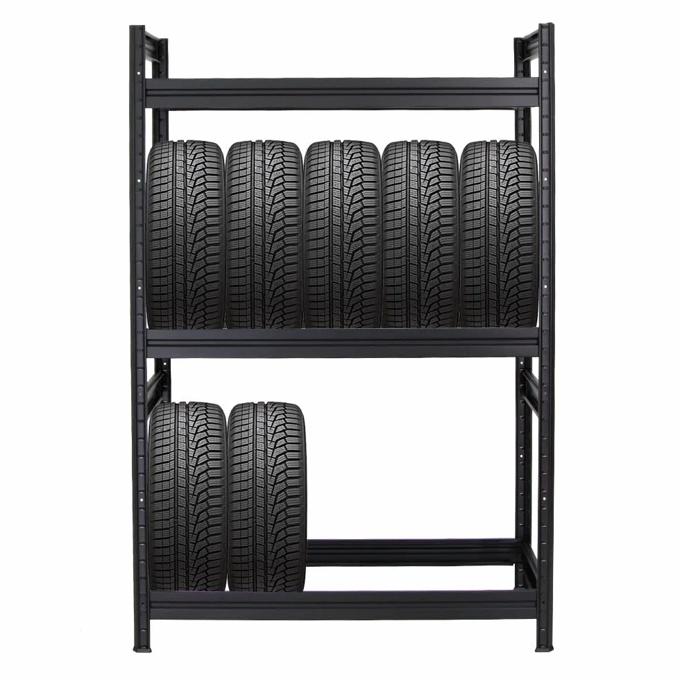 PROREGAL Scaffale porta pneumatici DINO 180x120x50cm 150kg portata 3 ripiani Nero