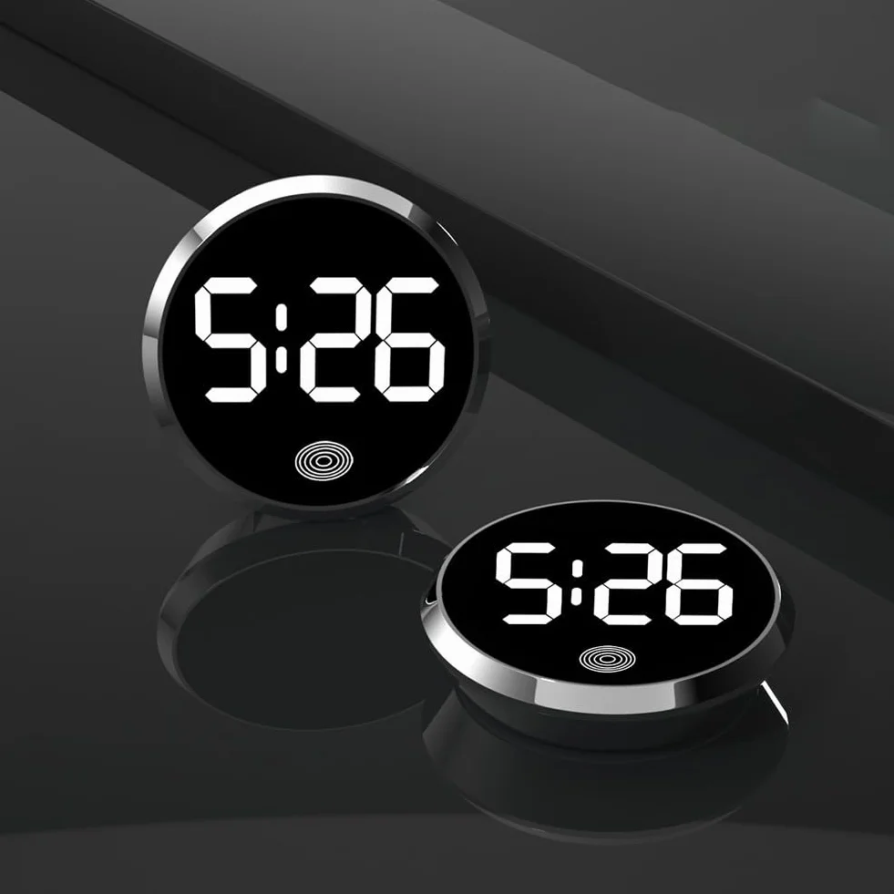 Orologio Elettronico Digitale Luminoso a Led per Auto - Forniture per Veicoli con Luce Rossa Argentata