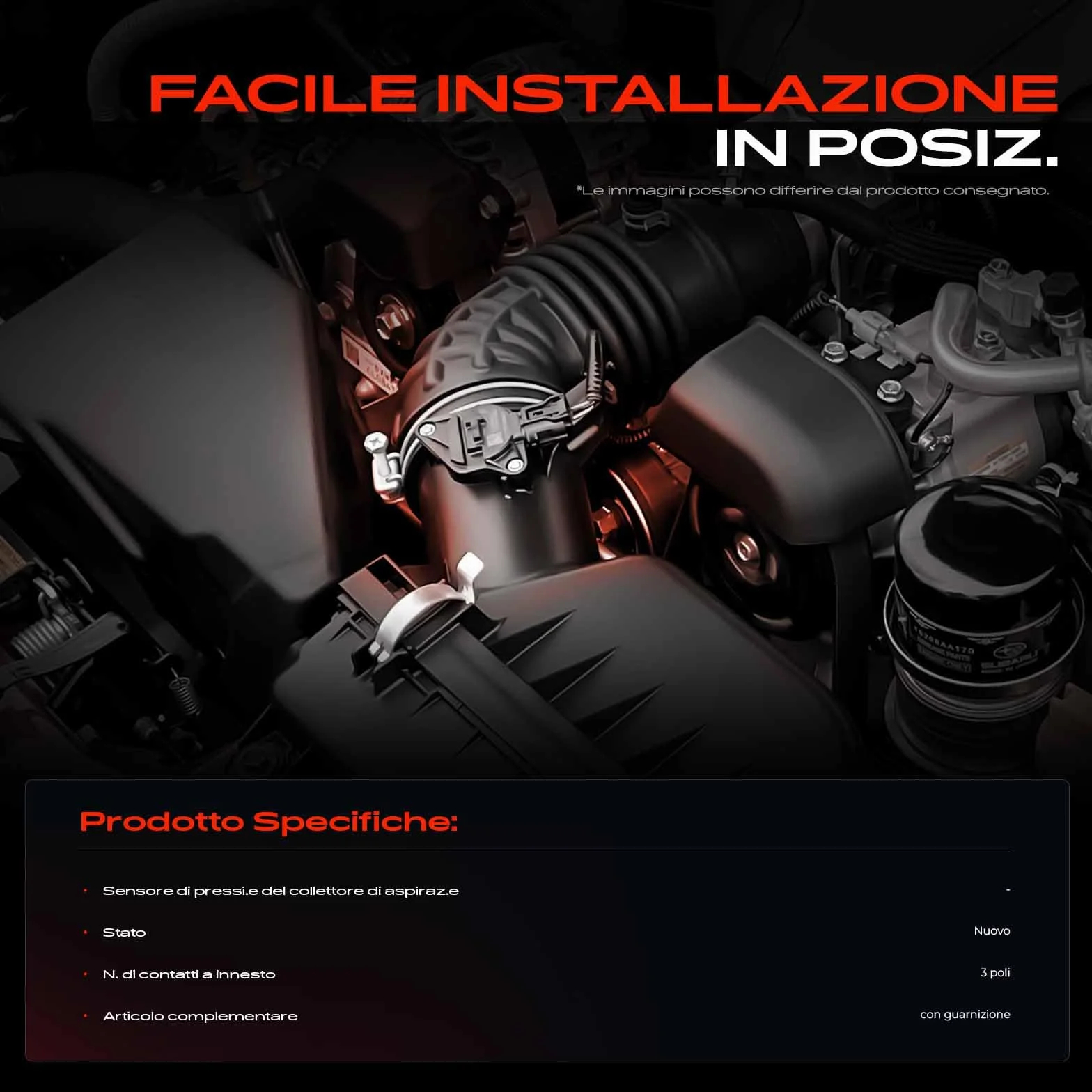 Sensore di pressione del tubo di aspirazione a 4 poli per Scudo C-Max Fiesta V/VI Focus 2 3 C30 S40 II S80 II V50 V70 III 1.6L 2.0L 2002-2016 3M5A12T551AC