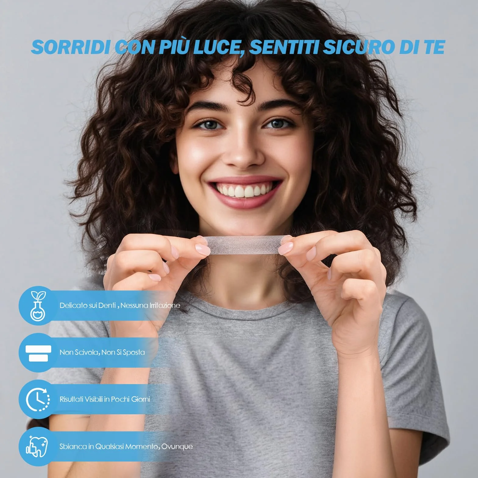 Strisce Sbiancanti Denti 21 Giorni 42 Strisce Formula al Cocco Sbiancante Protezione Smalto Antiscivolo